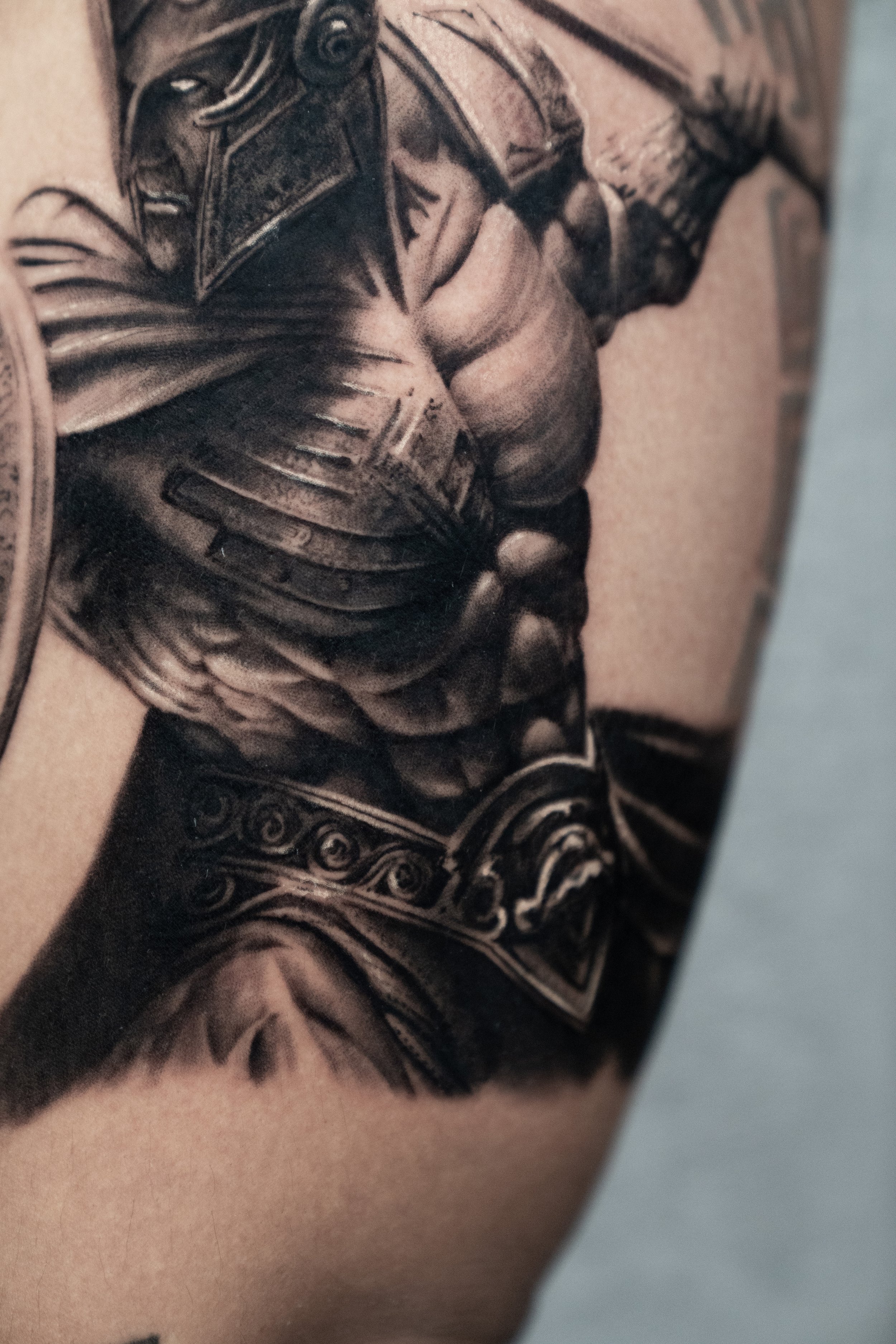 Realistic 300 Spartan Tattoo Black and Grey 