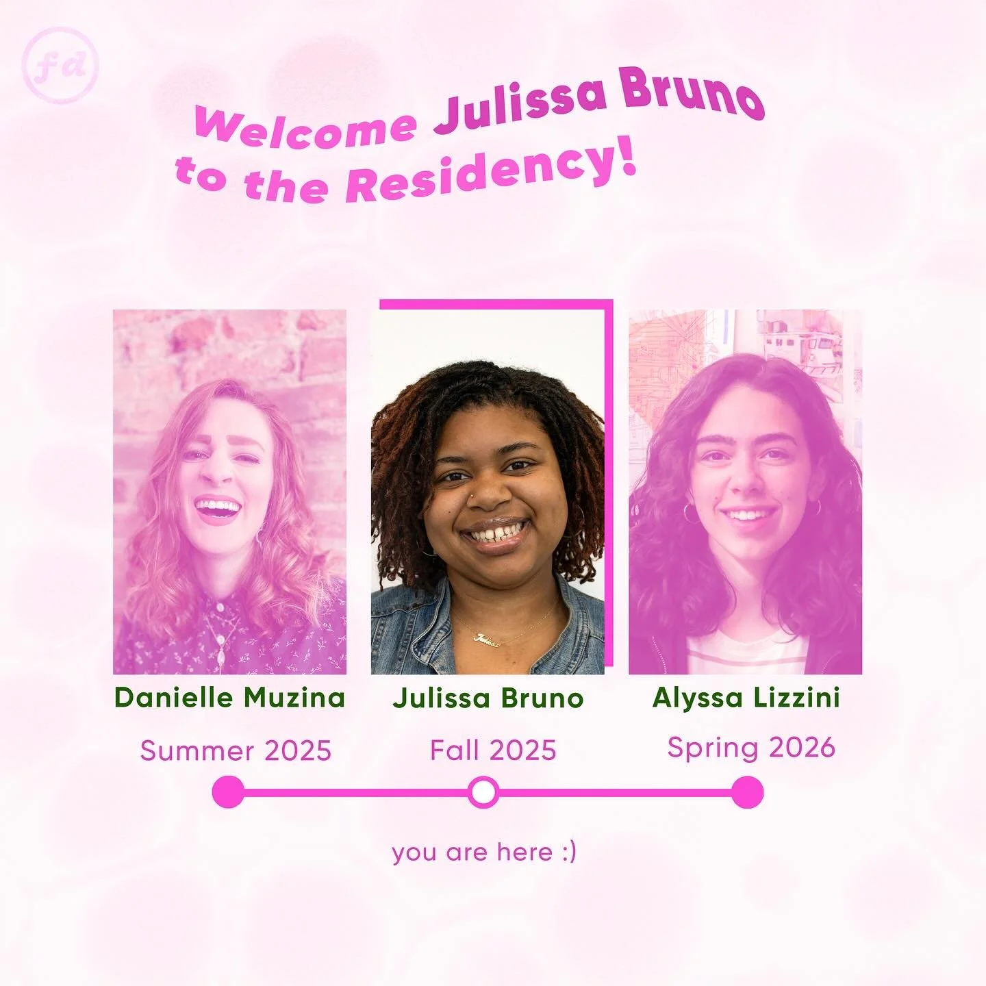 🚨 New Resident Alert! 

✨ We are on the second stop of our residency calendar with @julissartttt who just started today! ✨

Stay tuned to see what she makes! 🔜