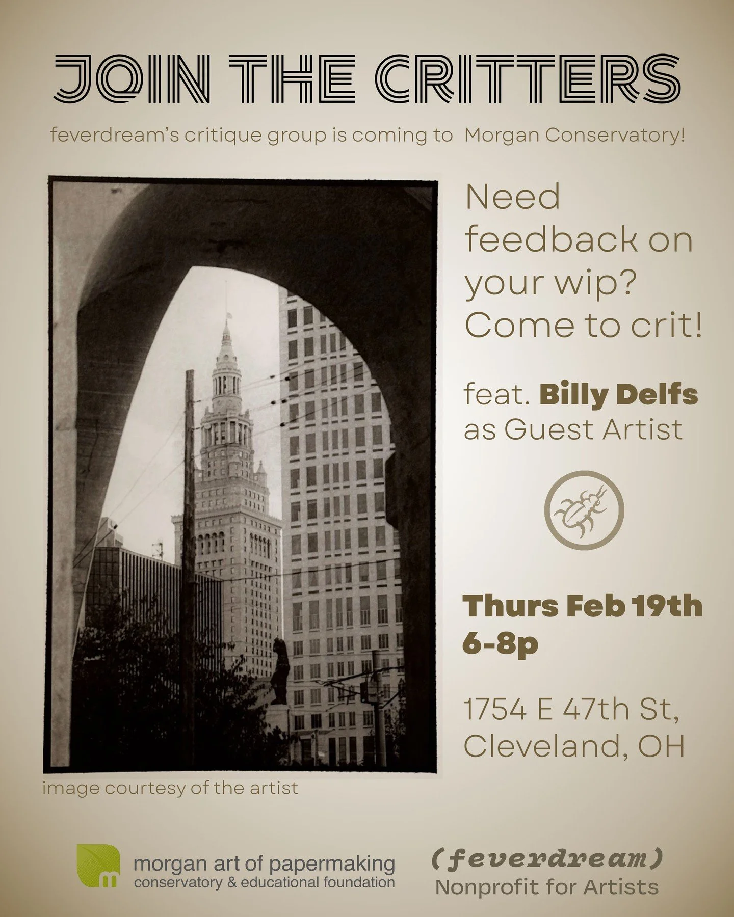 We&rsquo;re excited to announce that the first Critters critique night of 2026 is going to be hosted by @morganpaper on Thursday Feb. 19th, featuring Billy Delfs! (@billydelfsphoto) as guest artist! 🖼️ 🐜

Put together by @feverdream.gallery, The Cr