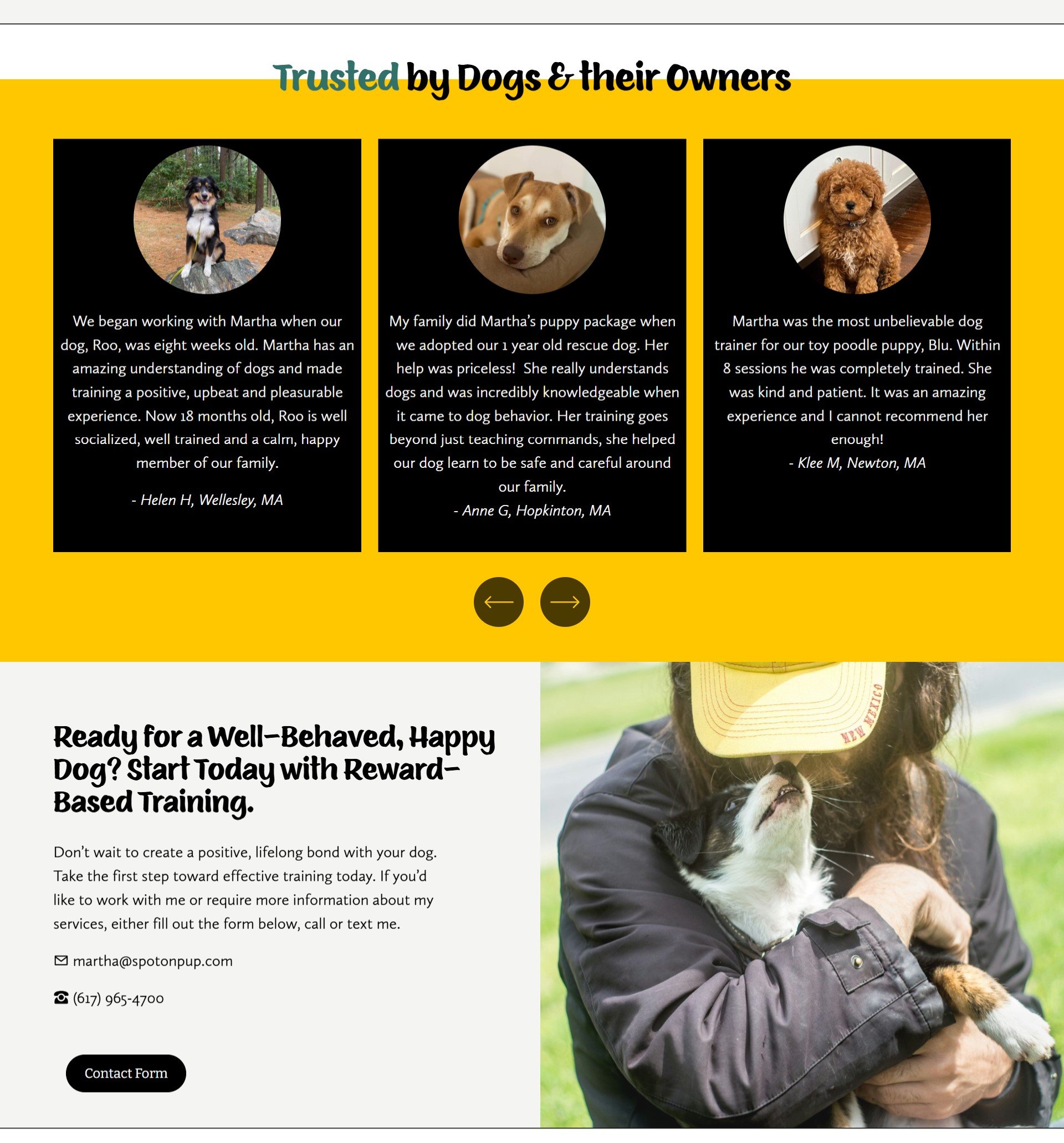 Dog Trainer Website - One Page Squarespace