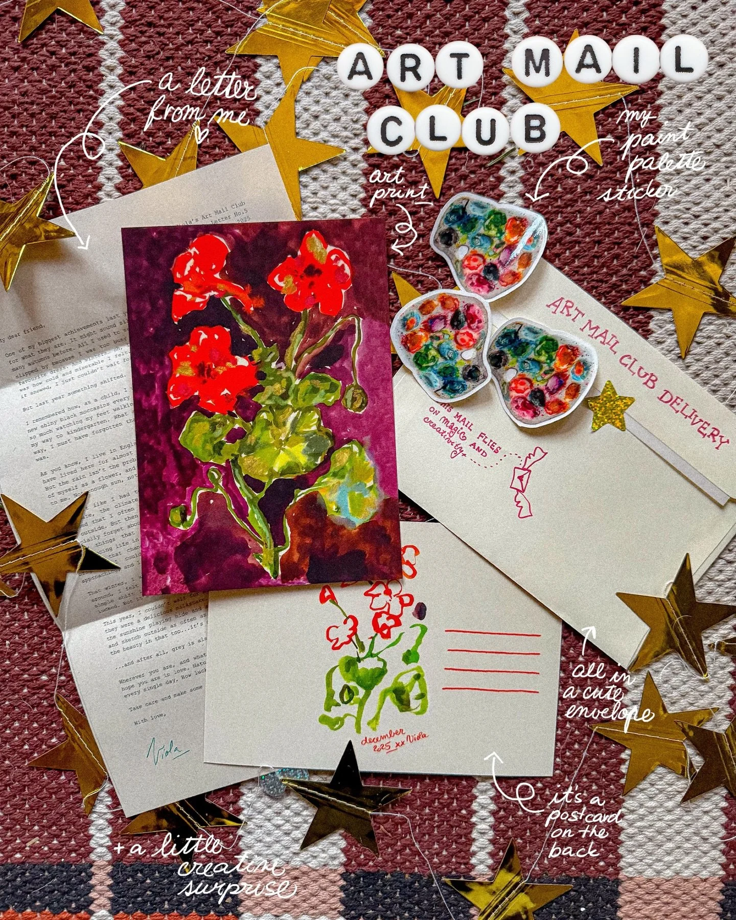 All I want for Christmas is for my Art Mail Club to grow ❤️💌 why? Simply because I love working on this project - it makes me so so happy!! and also because I believe in what it can give to people.. a simple joy, inspiration, creative community 🥰 
