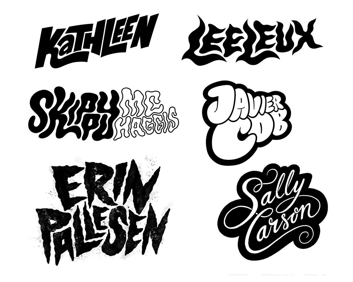 Here&rsquo;s the names I drew during this morning&rsquo;s livestream. 

#handlettering #lettering #goodtype #handdrawntype