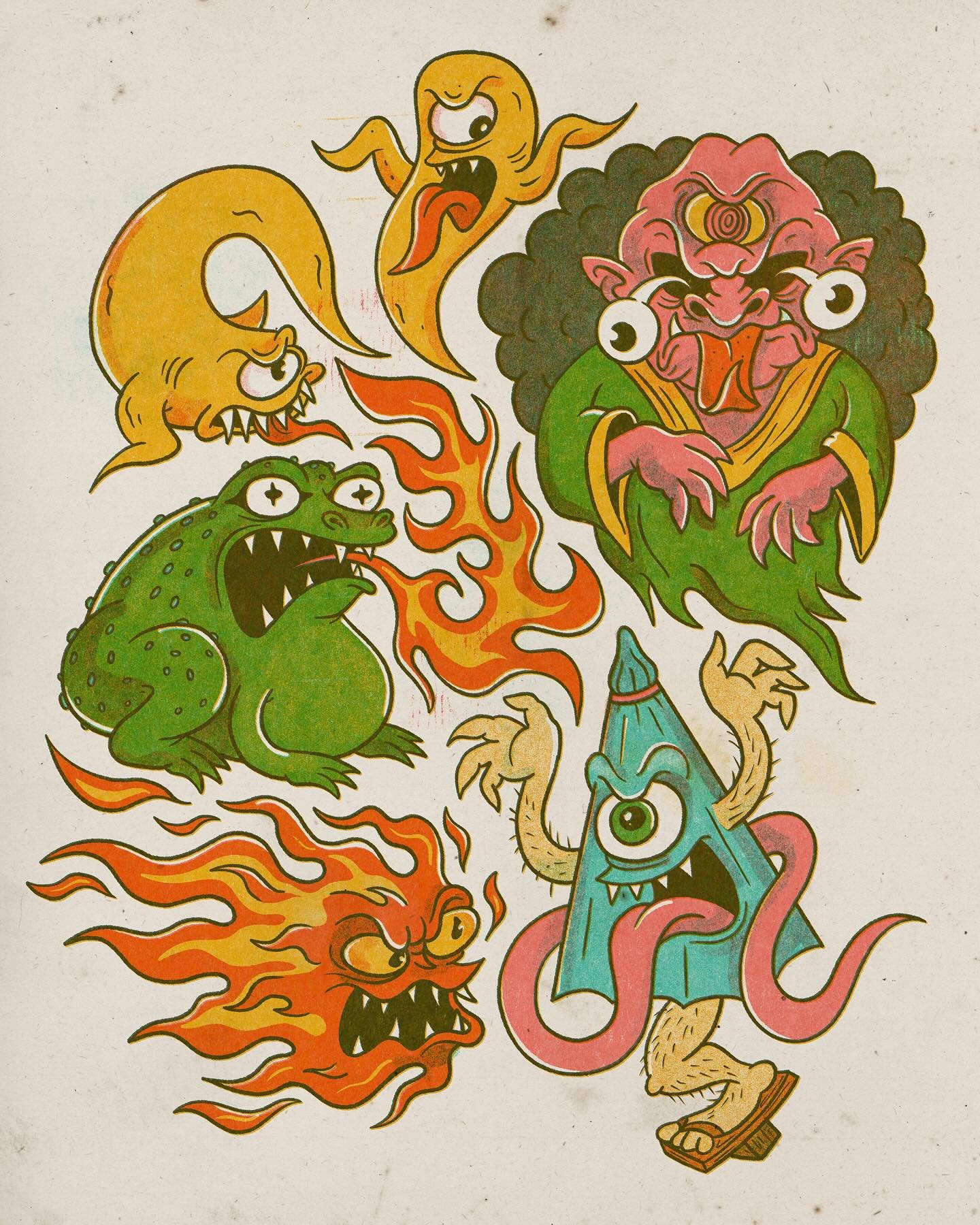 During today&rsquo;s livestream I did this drawing for the #monstermayhem2024 prompt list by @thepapernaut for today&rsquo;s prompt #yokai. I colored this with the @retrosupply riso brushes.