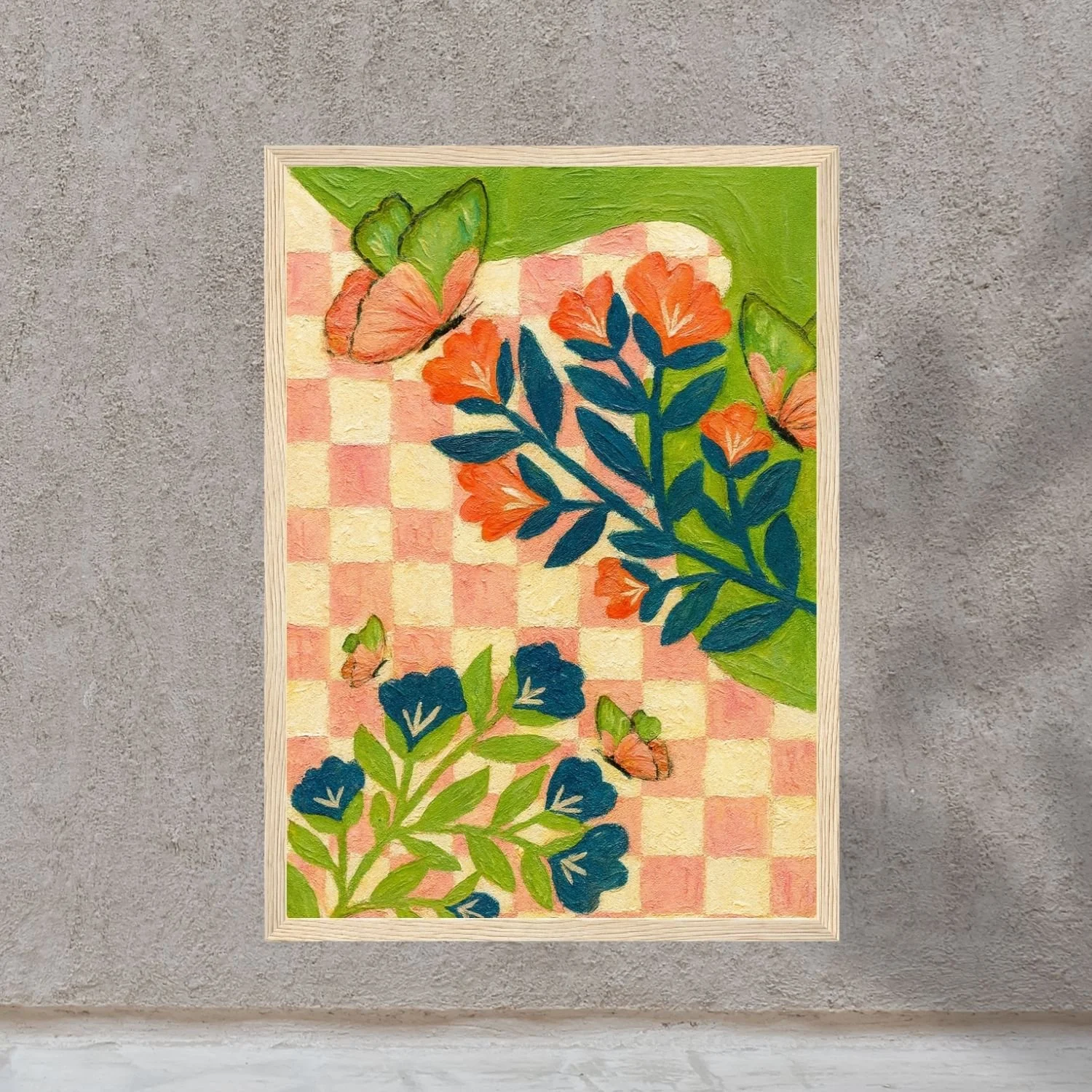 Butterflies and squares | wooden framed wall art