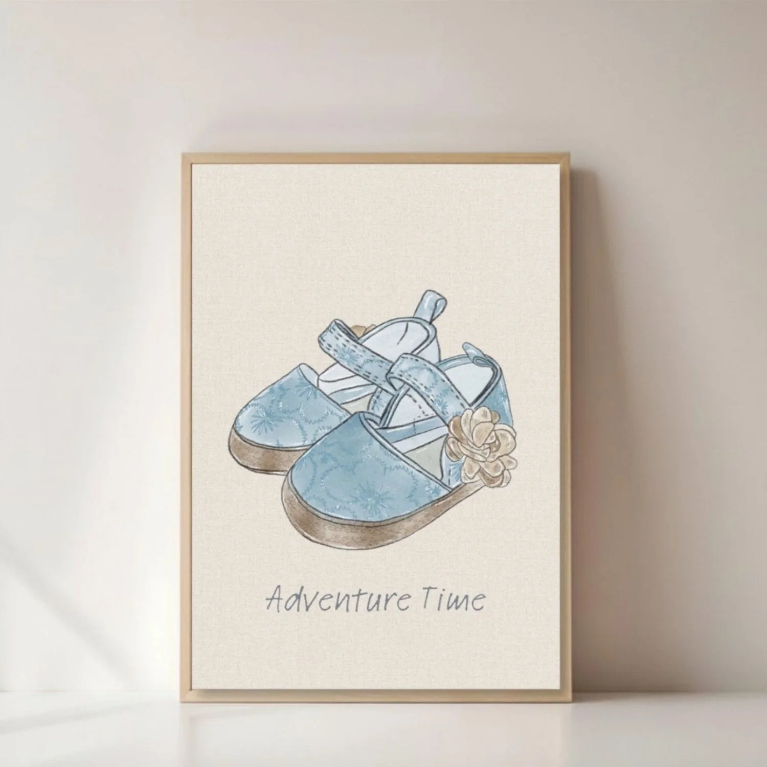 Little blue shoes | wooden frame