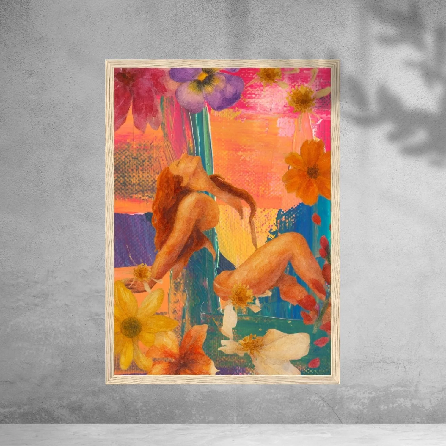 Flowers and relax | wooden framed wall art