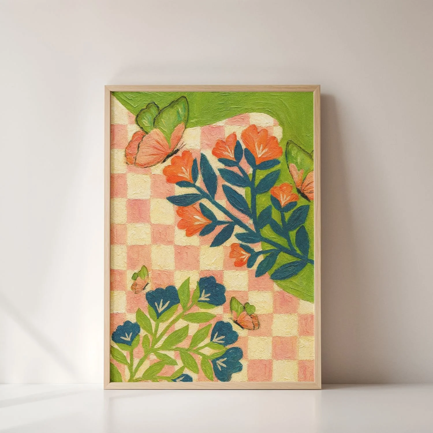 Butterflies and squares | wooden framed wall art