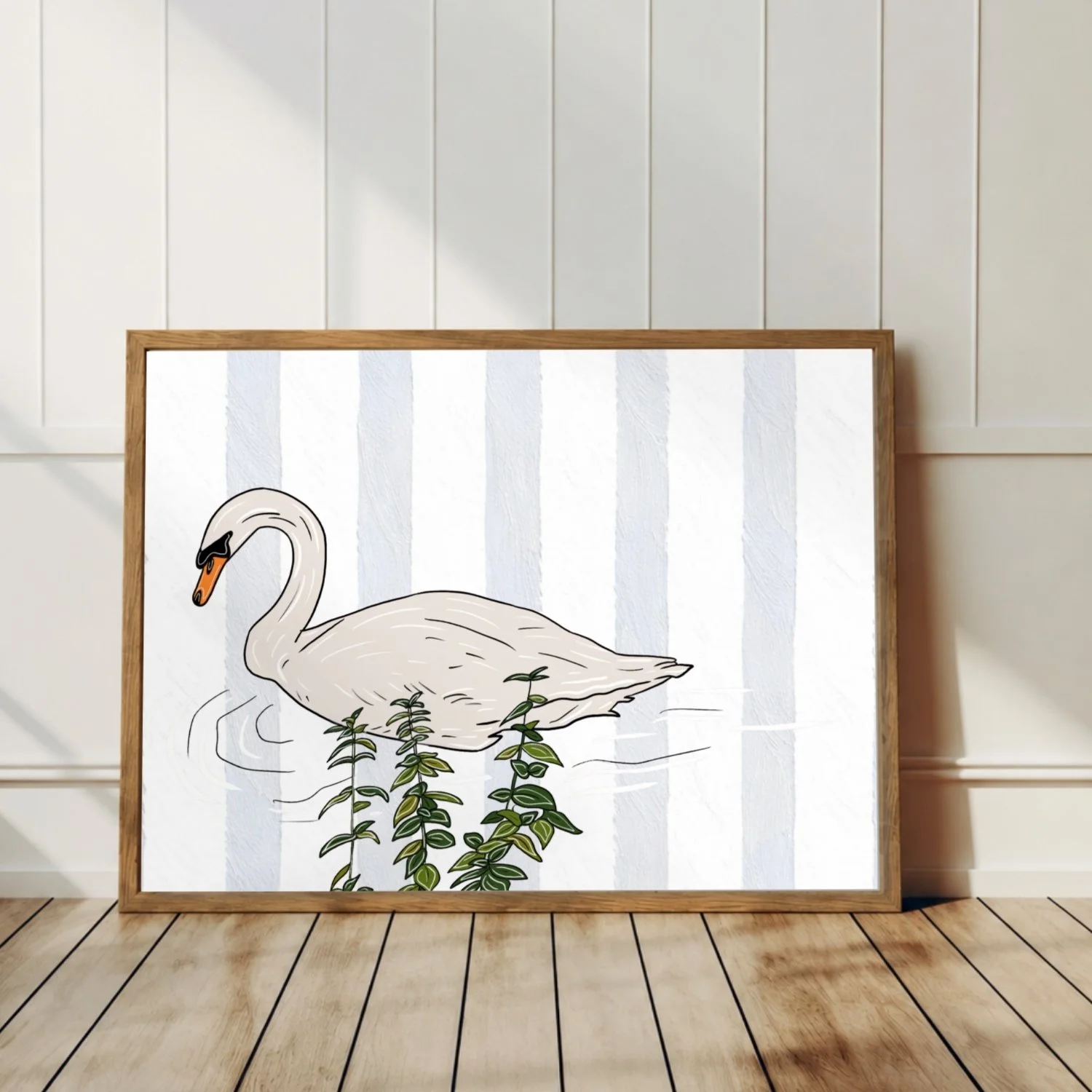 Elegant swan | wooden frame