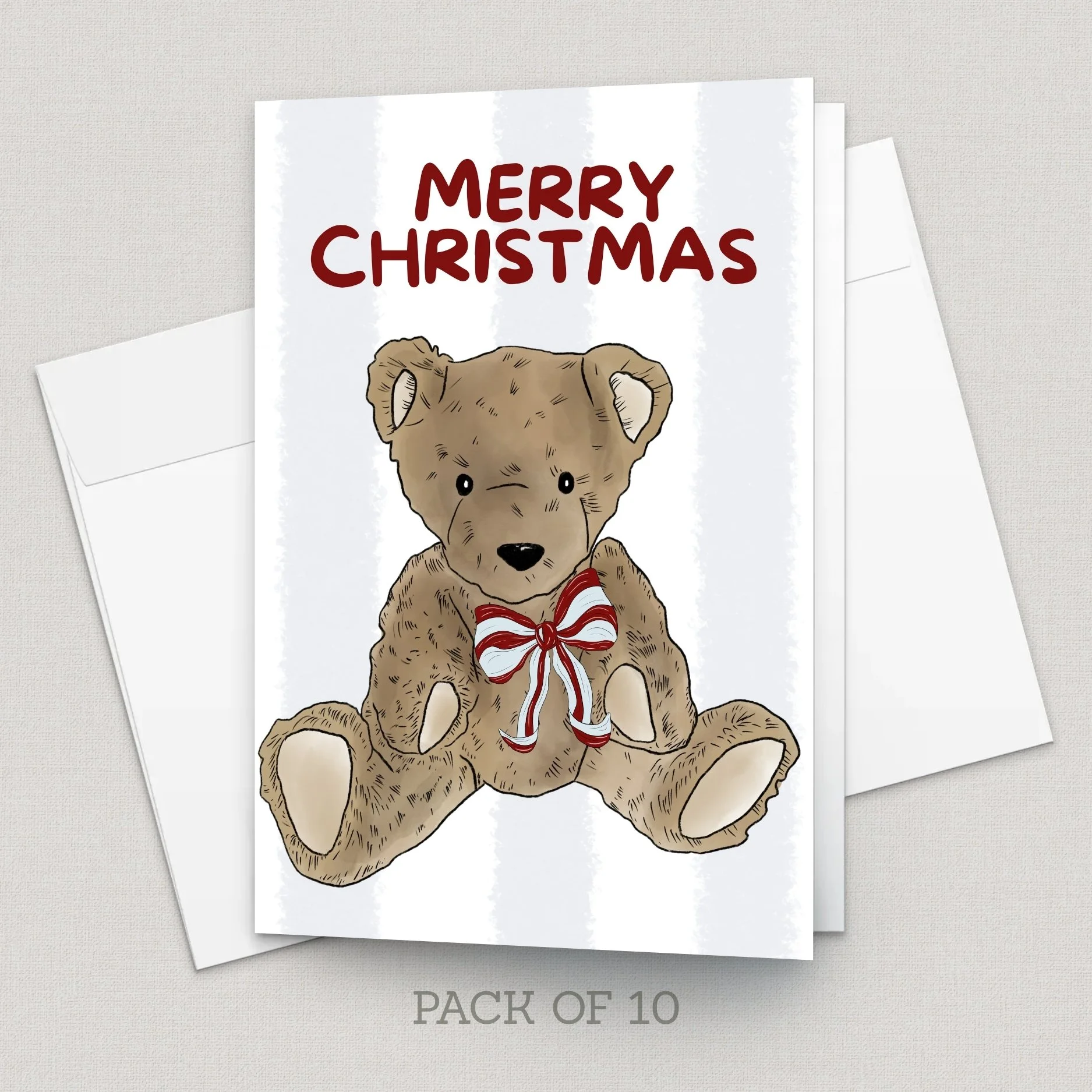 Christmas Card | Teddy Bear | Greeting Card | Pack of 10