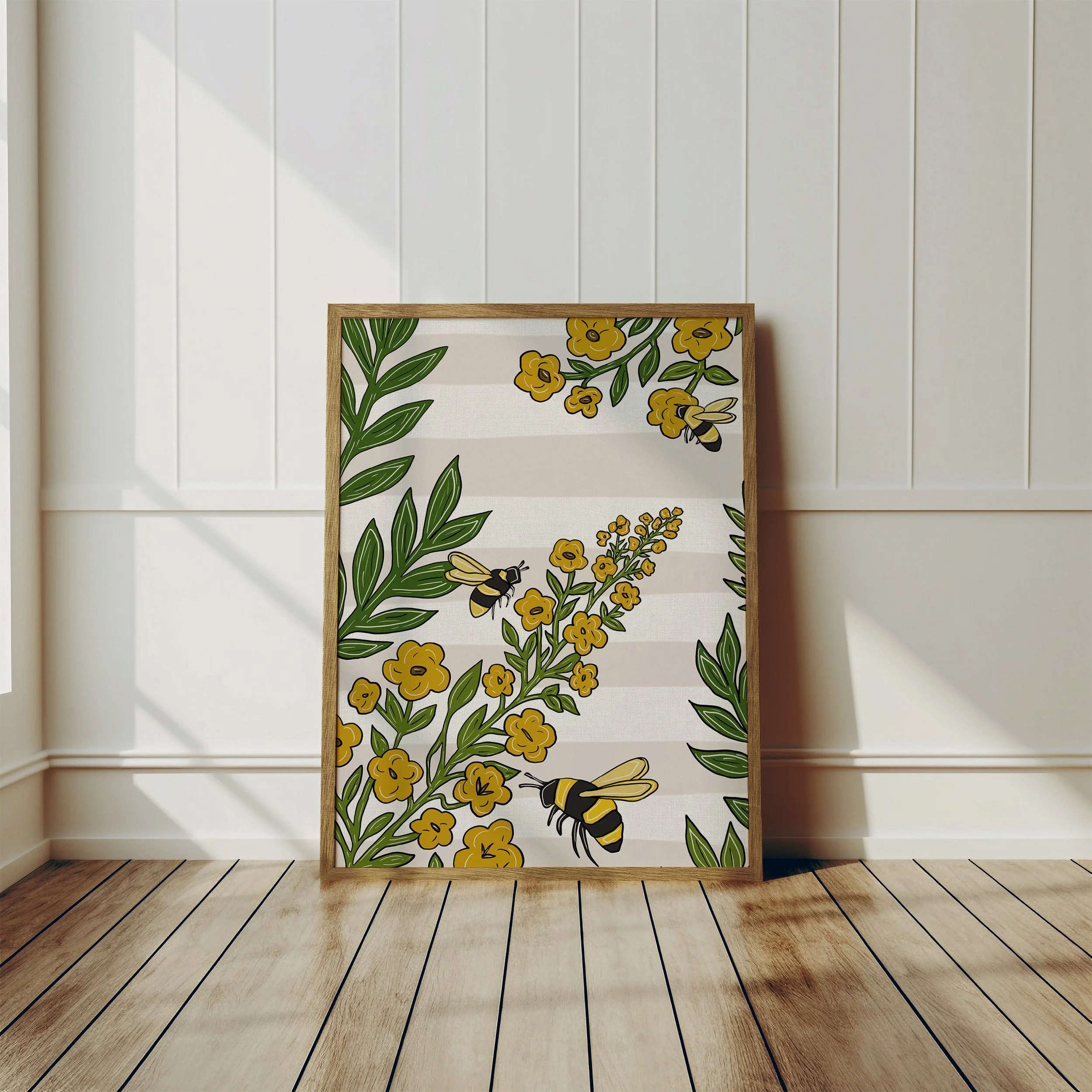 Flowers and Bees | wooden frame