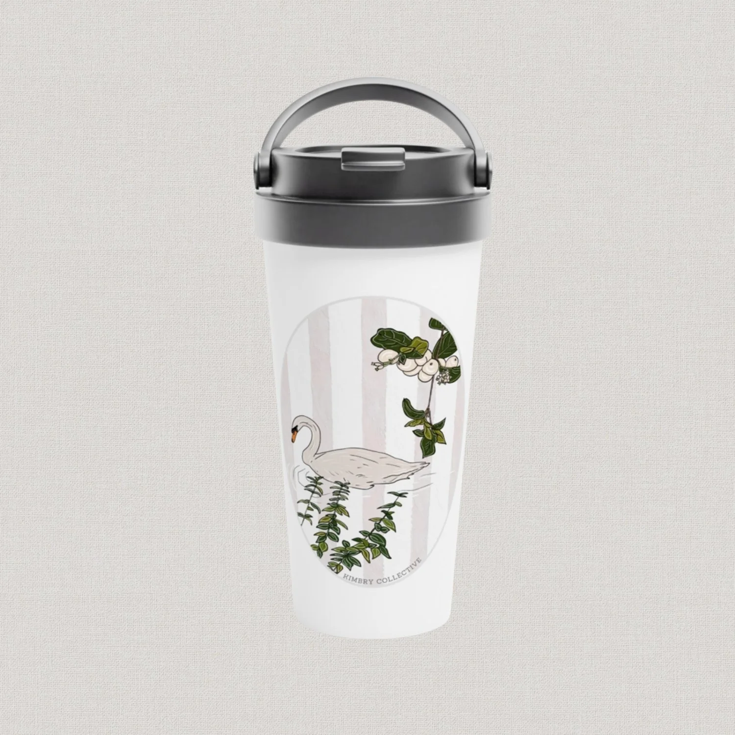 Swan and Snowberries | Travel Mug