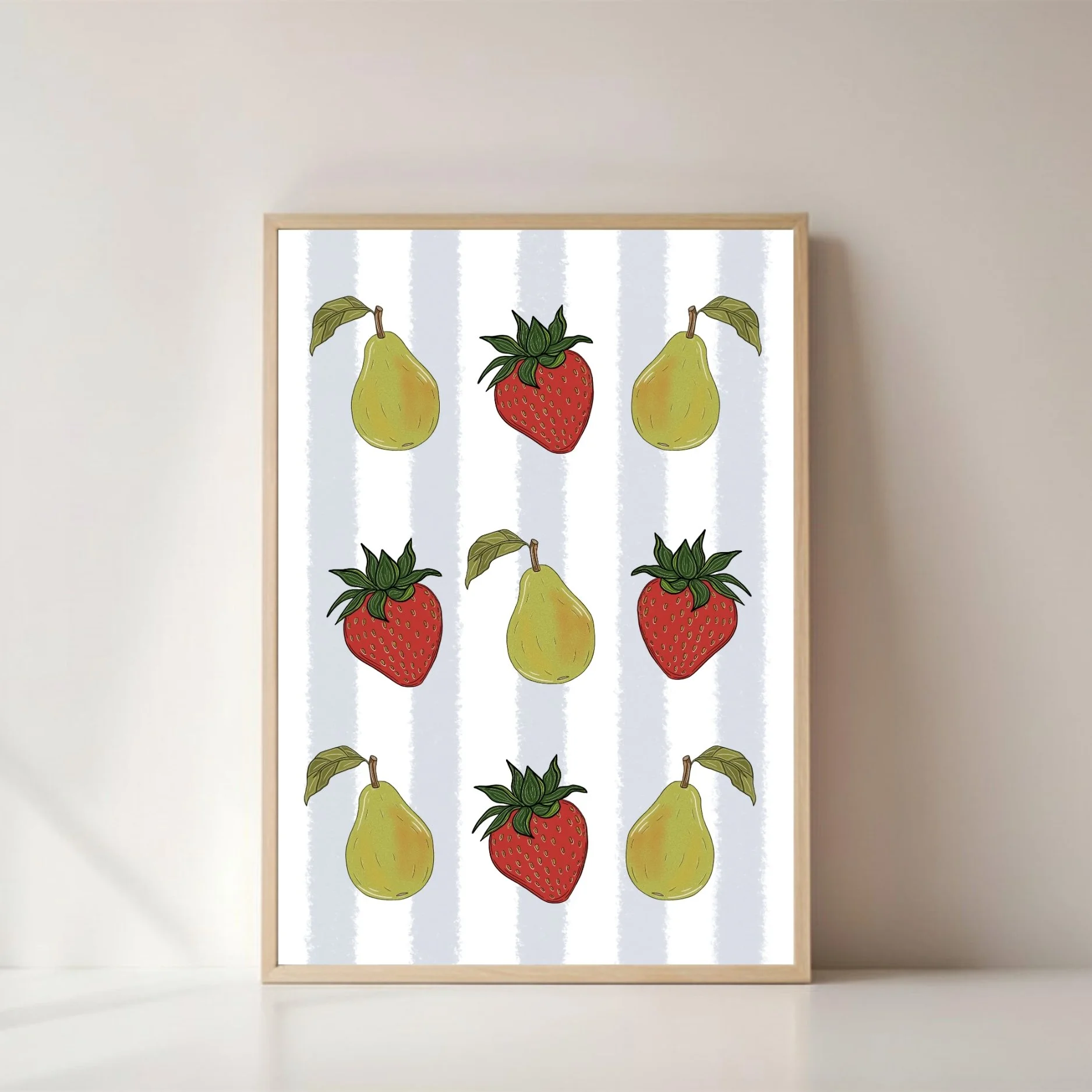 Strawberries & Pears | wooden frame