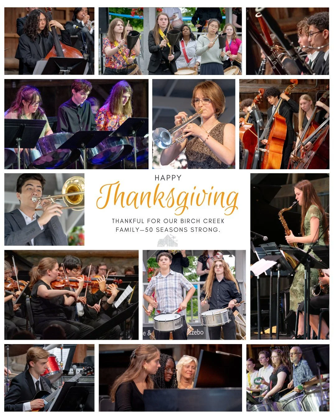 Happy Thanksgiving! 🍂🎶
Grateful for 50 seasons of music, community, and everyone who makes Birch Creek feel like home.
Wishing you a warm and joyful holiday!