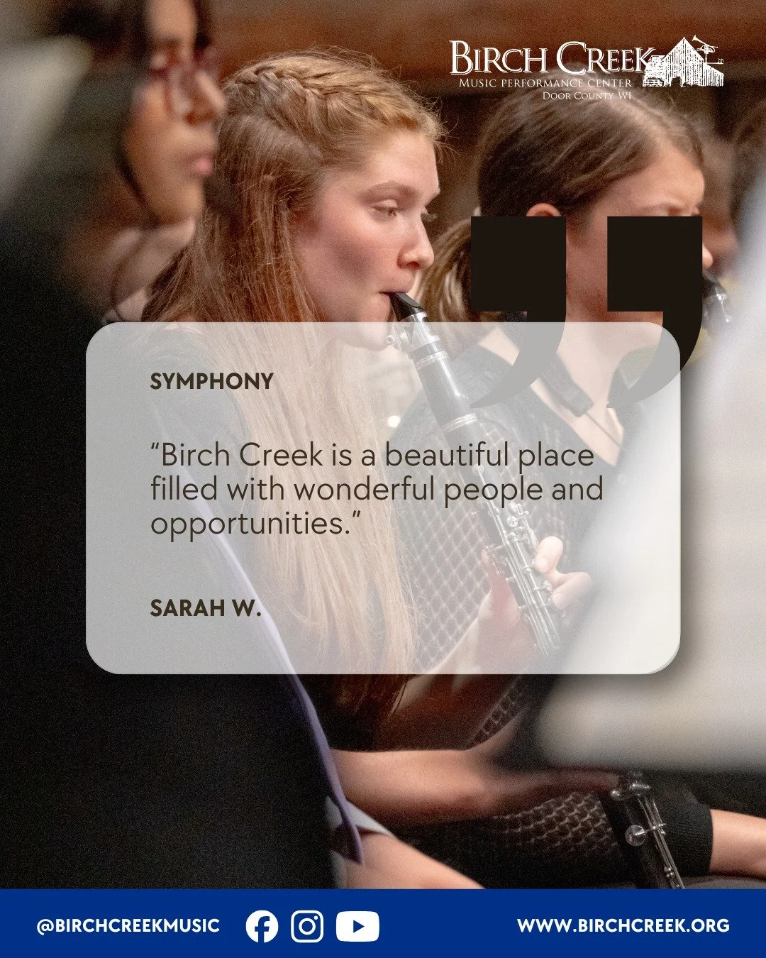 Symphony Academy 🎻🎺
Two weeks. Endless orchestral adventure. Summer 2026.
Join us June 28&ndash;July 11 for Birch Creek&rsquo;s Symphony Session! Rehearse and perform alongside our talented faculty, improve technique, play chamber music, and perfor