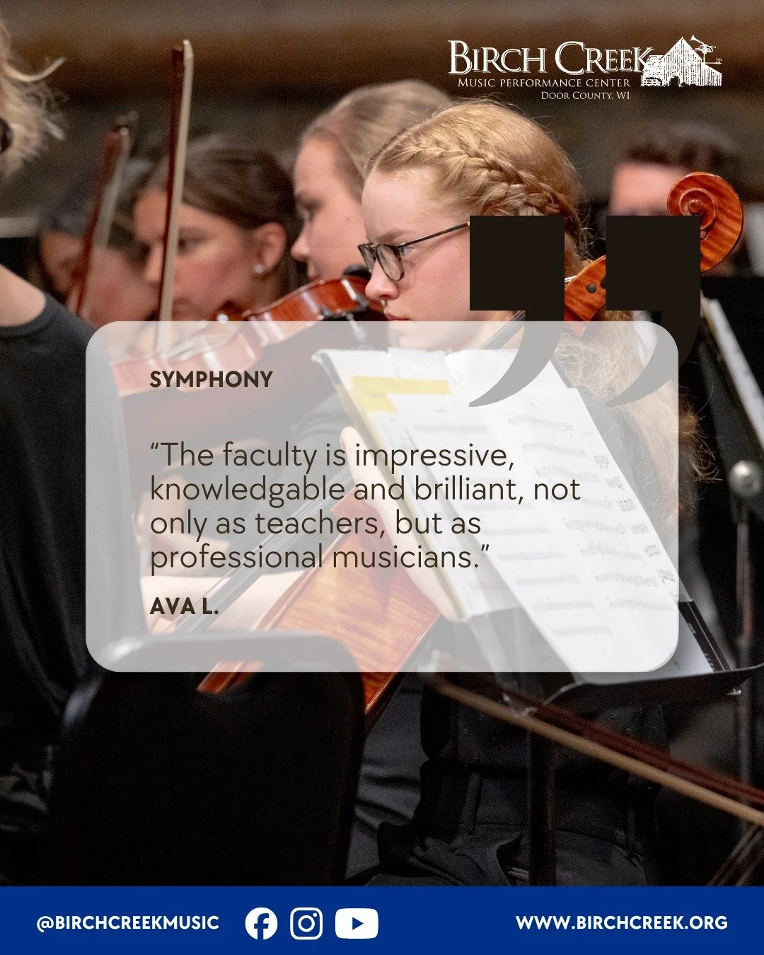 Study with the pros! 🎻🎶

Ava L. on her Symphony experience: &quot;The faculty is impressive, knowledgeable and brilliant, not only as teachers, but as professional musicians.&quot;

Join the 2026 Symphony Session!

Two Weeks of Intensive Study: Jun