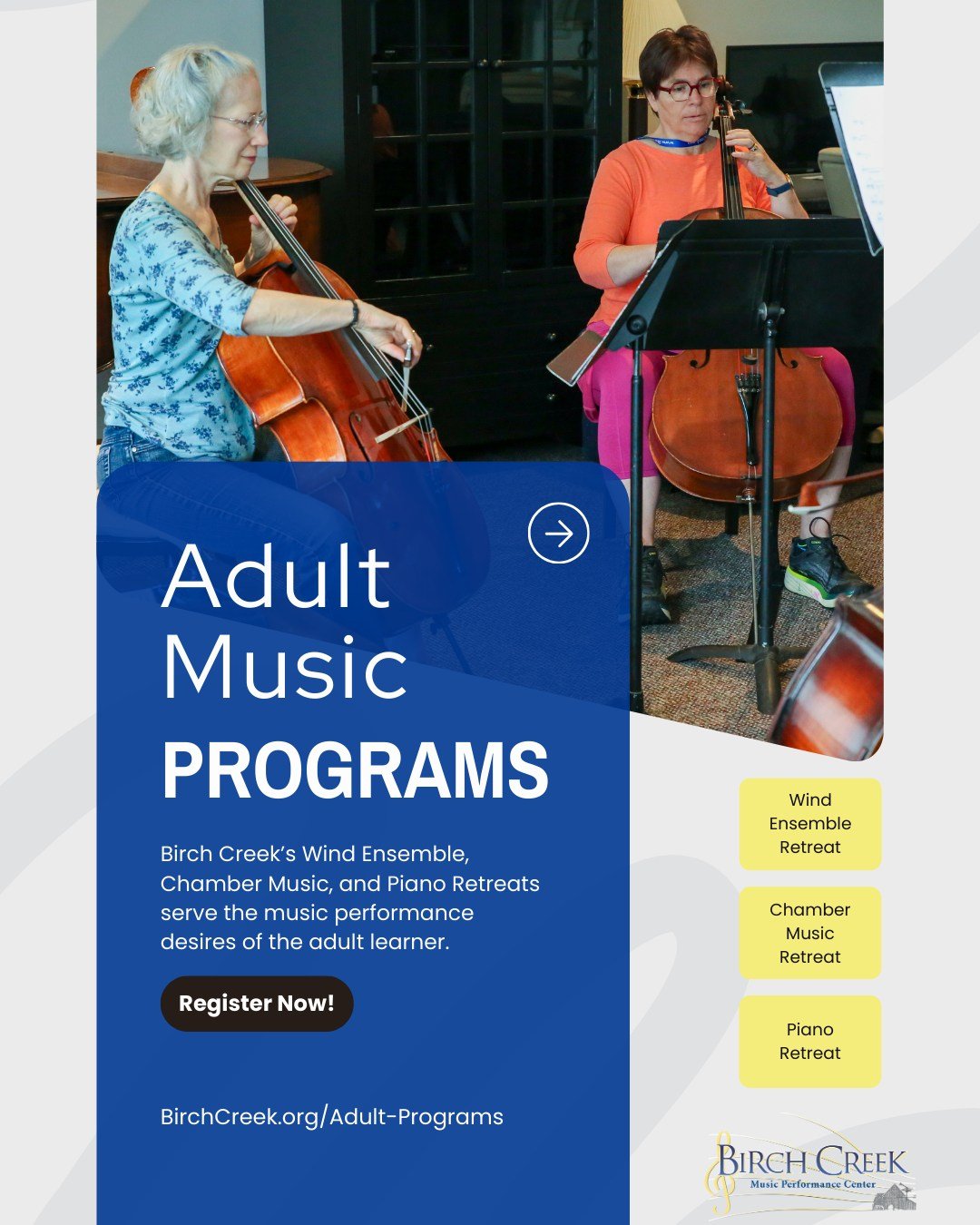 Summer 2026 is calling... will you answer? ☀️

While it&rsquo;s snowy outside, we&rsquo;re already prepping for our Adult Music Retreats in August. Imagine: Morning coffee on our rural campus, intensive coaching with world-renowned faculty, and the t