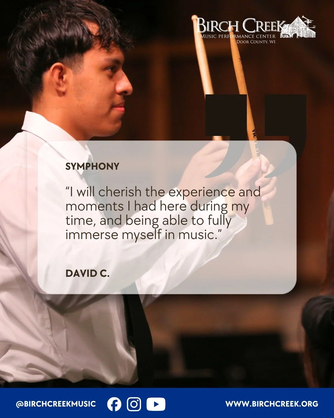 Hear it from our students! 🎶 Whether it&rsquo;s Big Band Jazz, Percussion, or Symphony, every student at Birch Creek receives world-class mentorship from performing professionals.

It&rsquo;s more than just practice; it&rsquo;s about learning what i