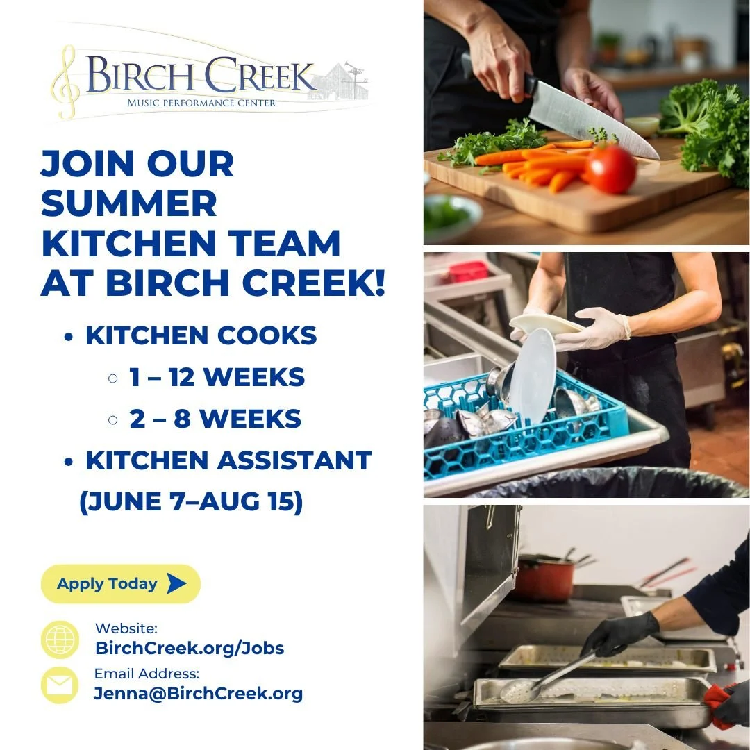 We&rsquo;re hiring 🍽️

&bull; Kitchen Cooks (12 + 8 week roles)
&bull; Kitchen Assistant (June 7&ndash;Aug 15)

Learn more and apply: BirchCreek.org/jobs