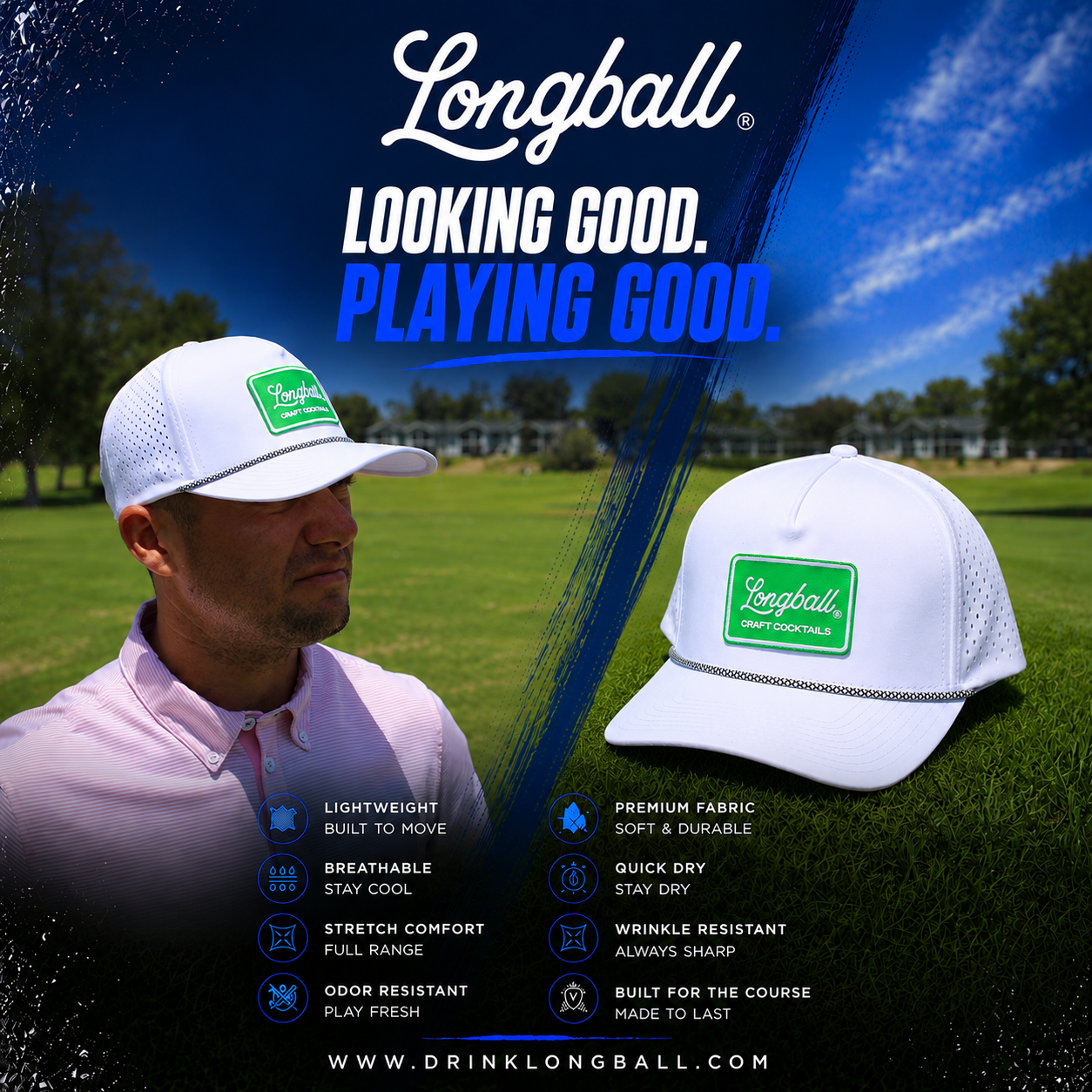 White Longball Golf Hat