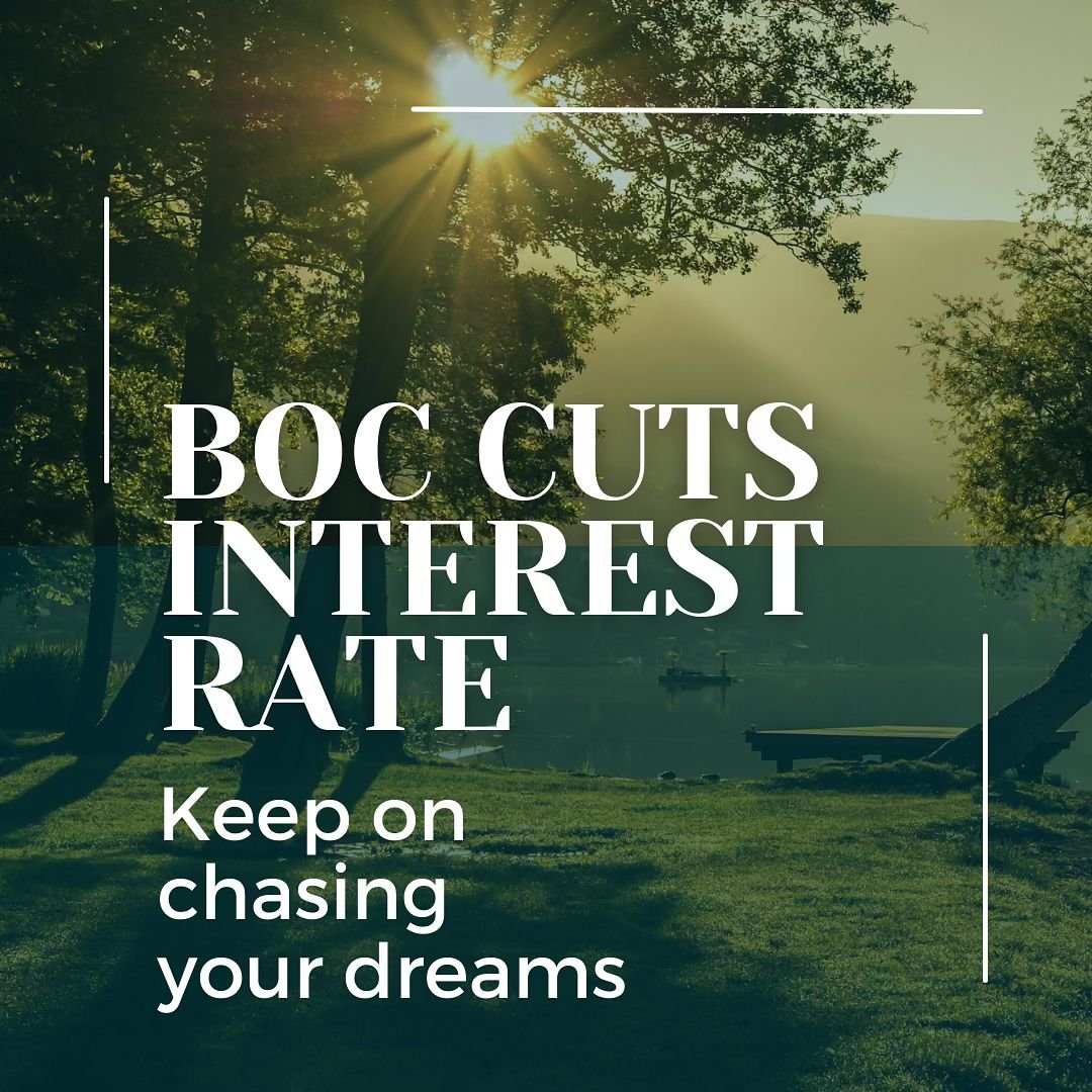 You can keep on chasing your dreams. The BANK OF CANADA 🏦 cut the key interest rate today to 4.5% and implied more cuts to come! ✂️ Many economists predict 2 more cuts ✂️✂️ indicating a strong fall market. 💪🏻 Buyers start looking now before the co