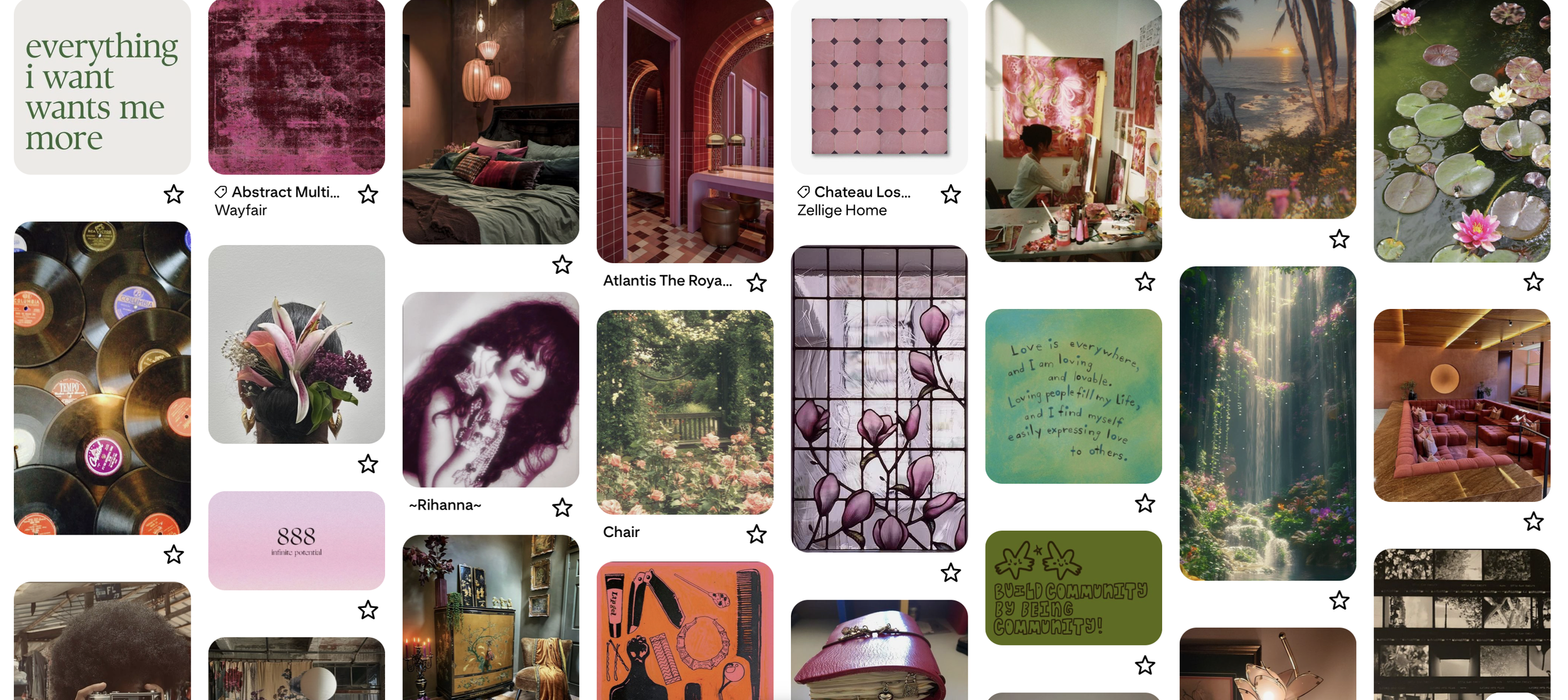 Pinterest inspiration board