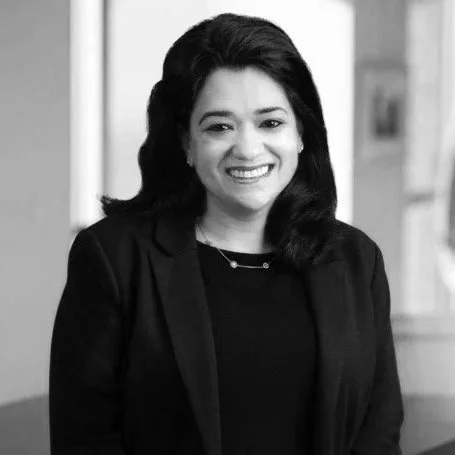 Black and white portrait of Melindah Sharma