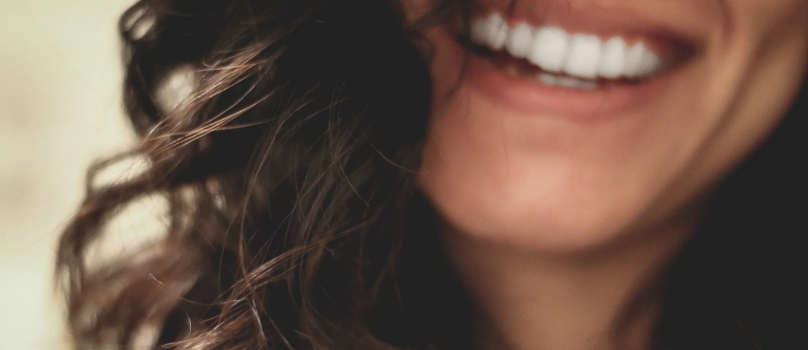 a woman smiling