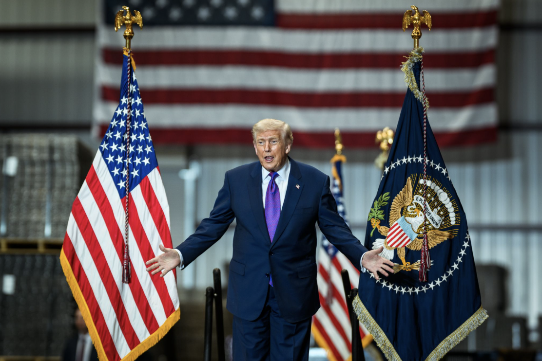 A photo of Trump during a rally
