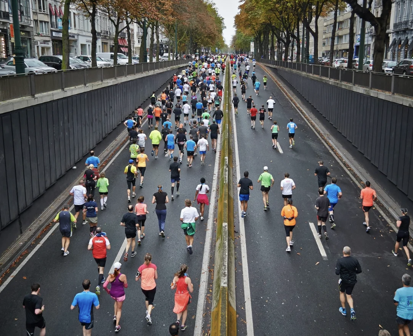 A photo of a marathon from above