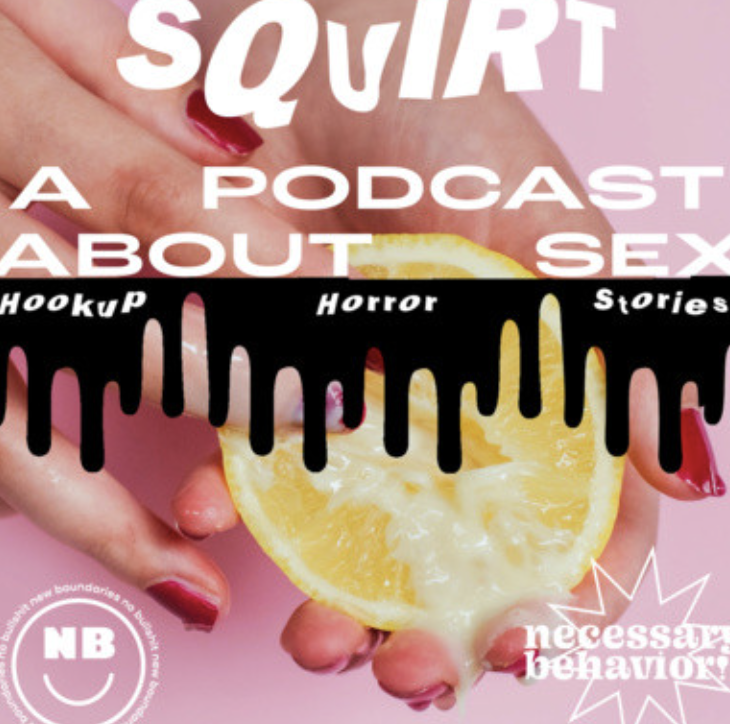 An image of fingers squeezing juice out of a lemon with some blood splatter saying horror