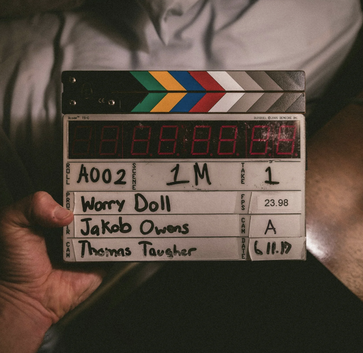A photo of a film slate.