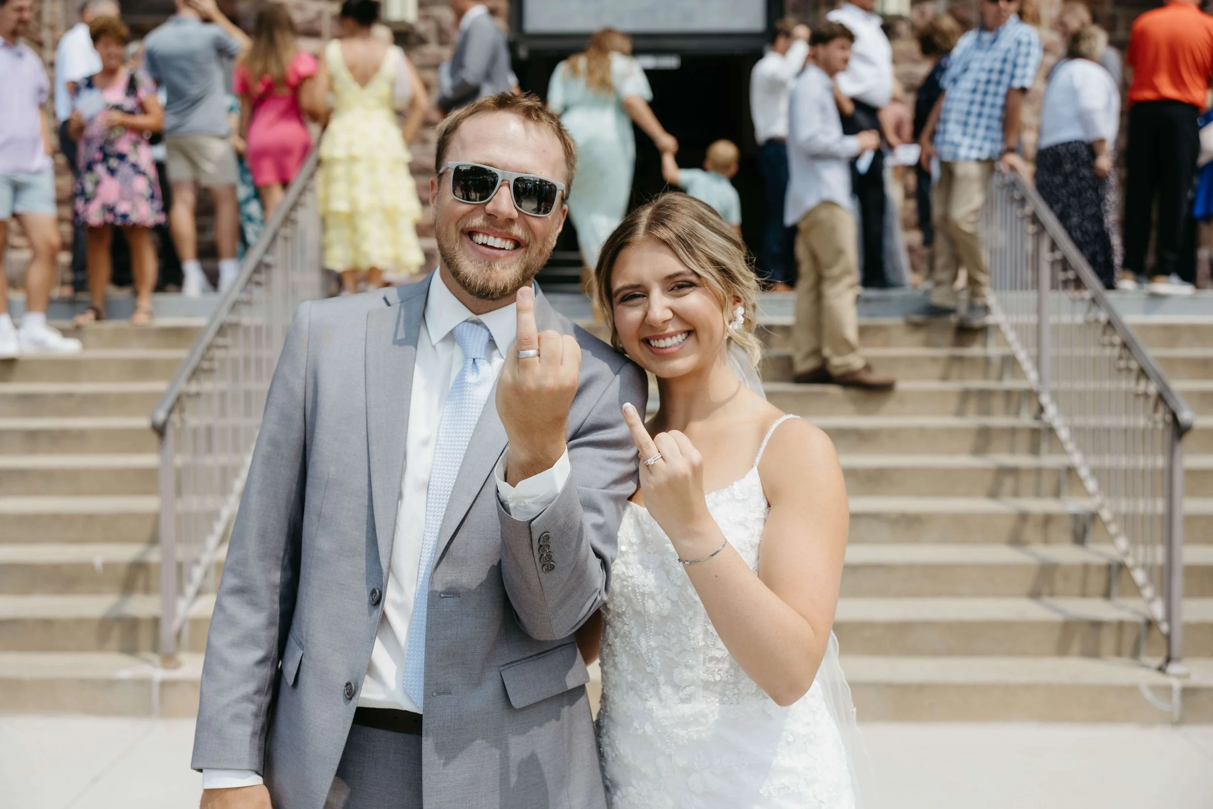 Couple on their wedding day in Mitchell South Dakota photographed by Jenna Heckel photography.