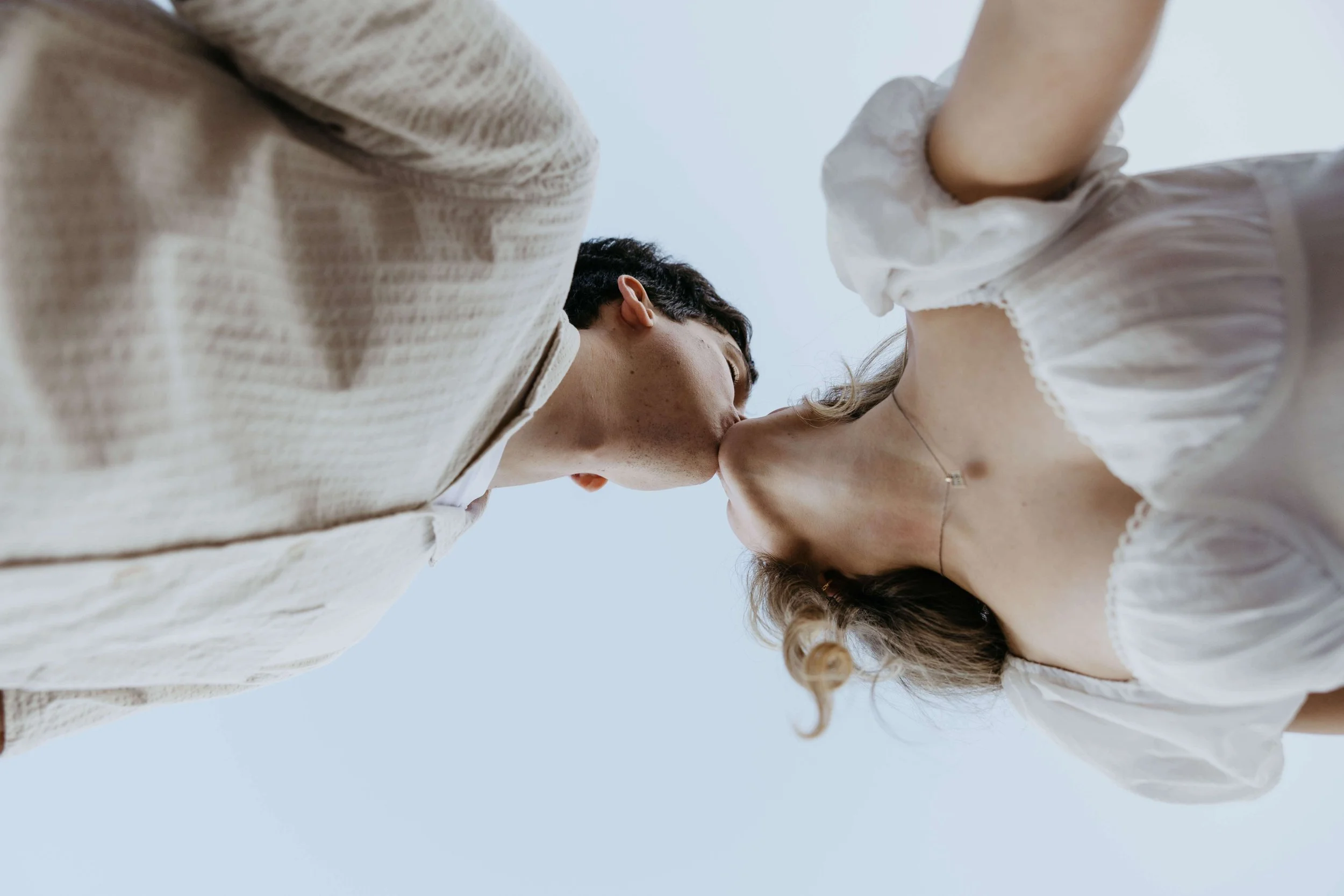Couple during engagement photo session in Sioux Falls, South Dakota.