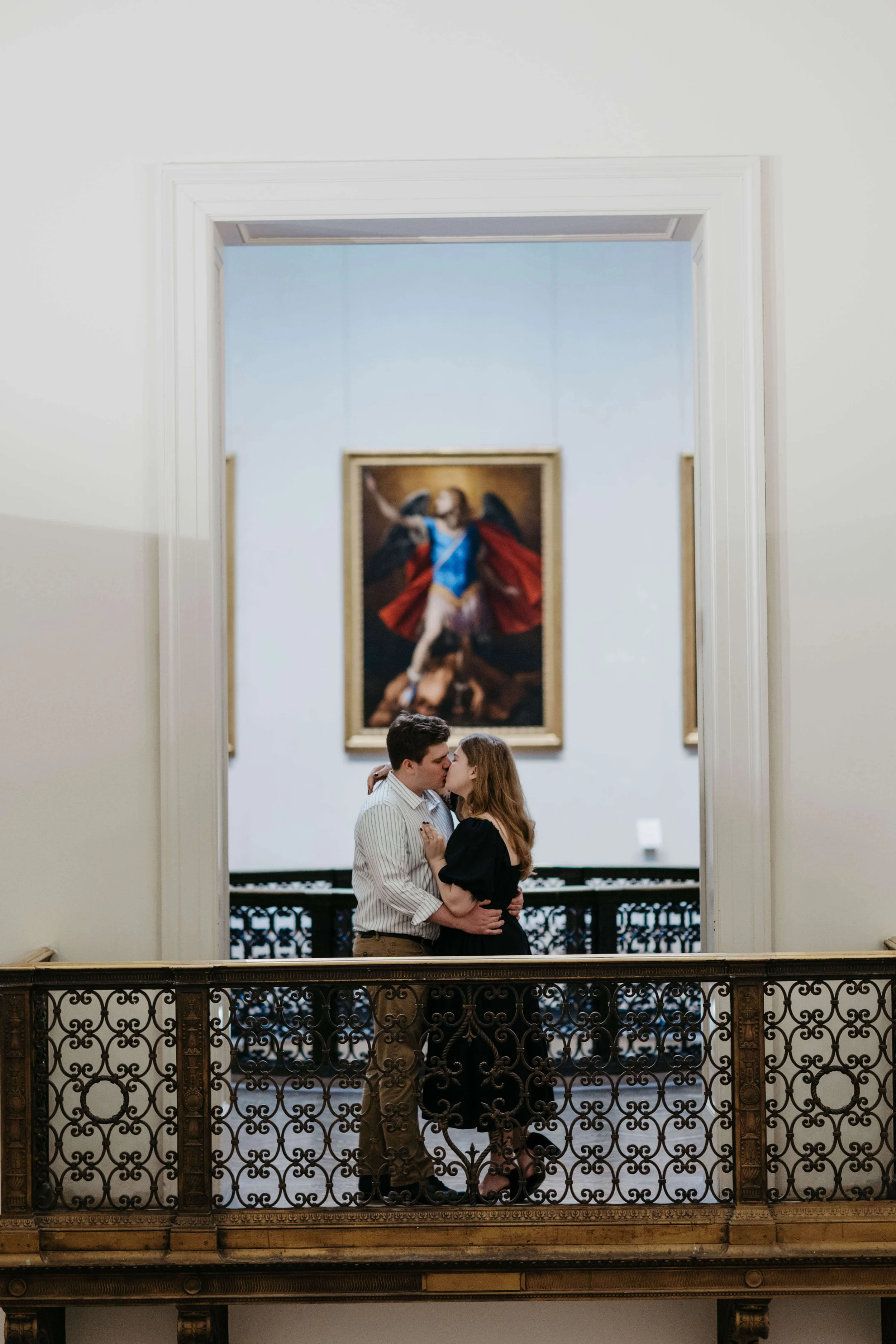 Engaged couple from Sioux Falls doing engagement photos at the Minneapolis Institute of Art in Minneapolis.