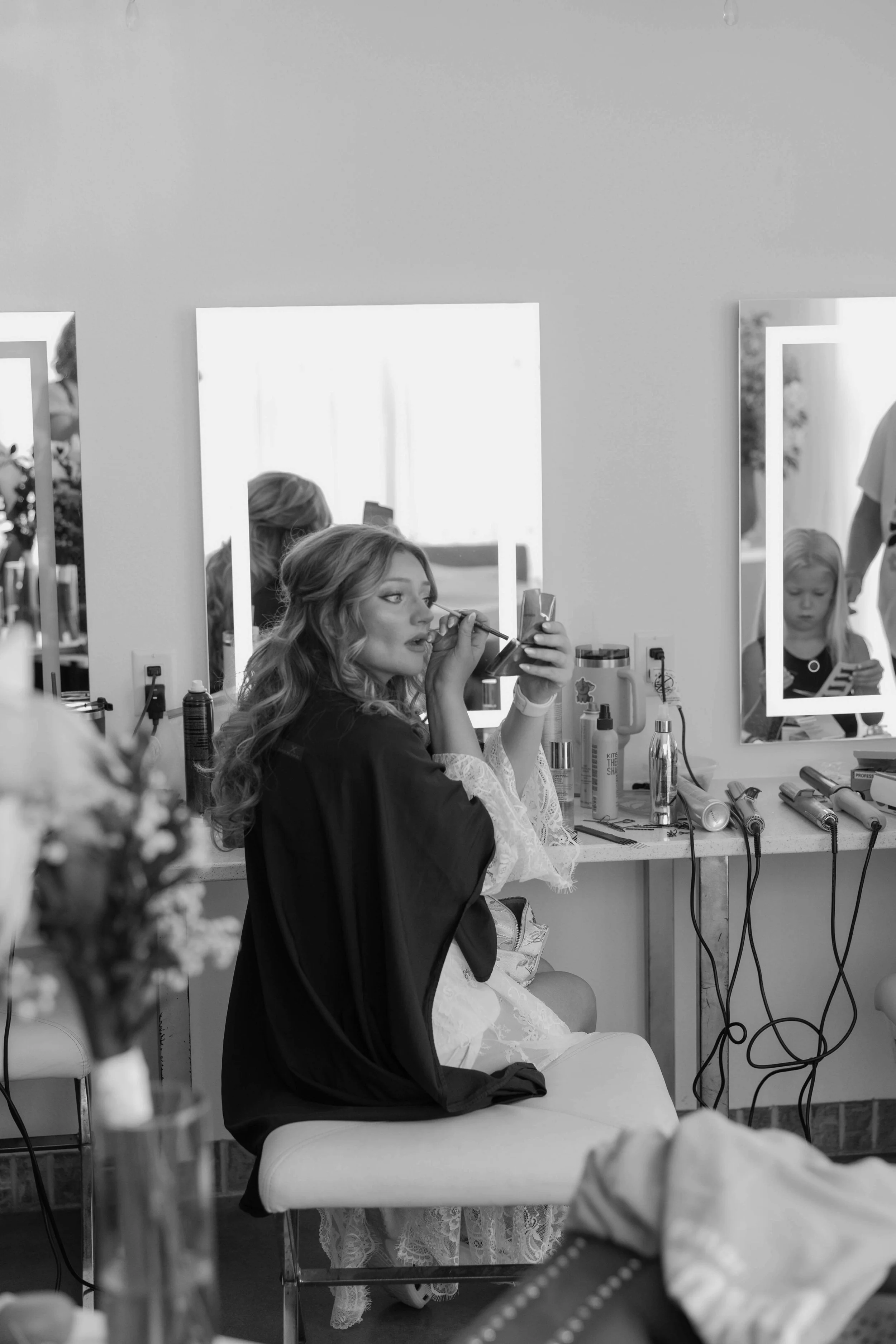 Bride getting ready at the Atrium in Sioux Falls.