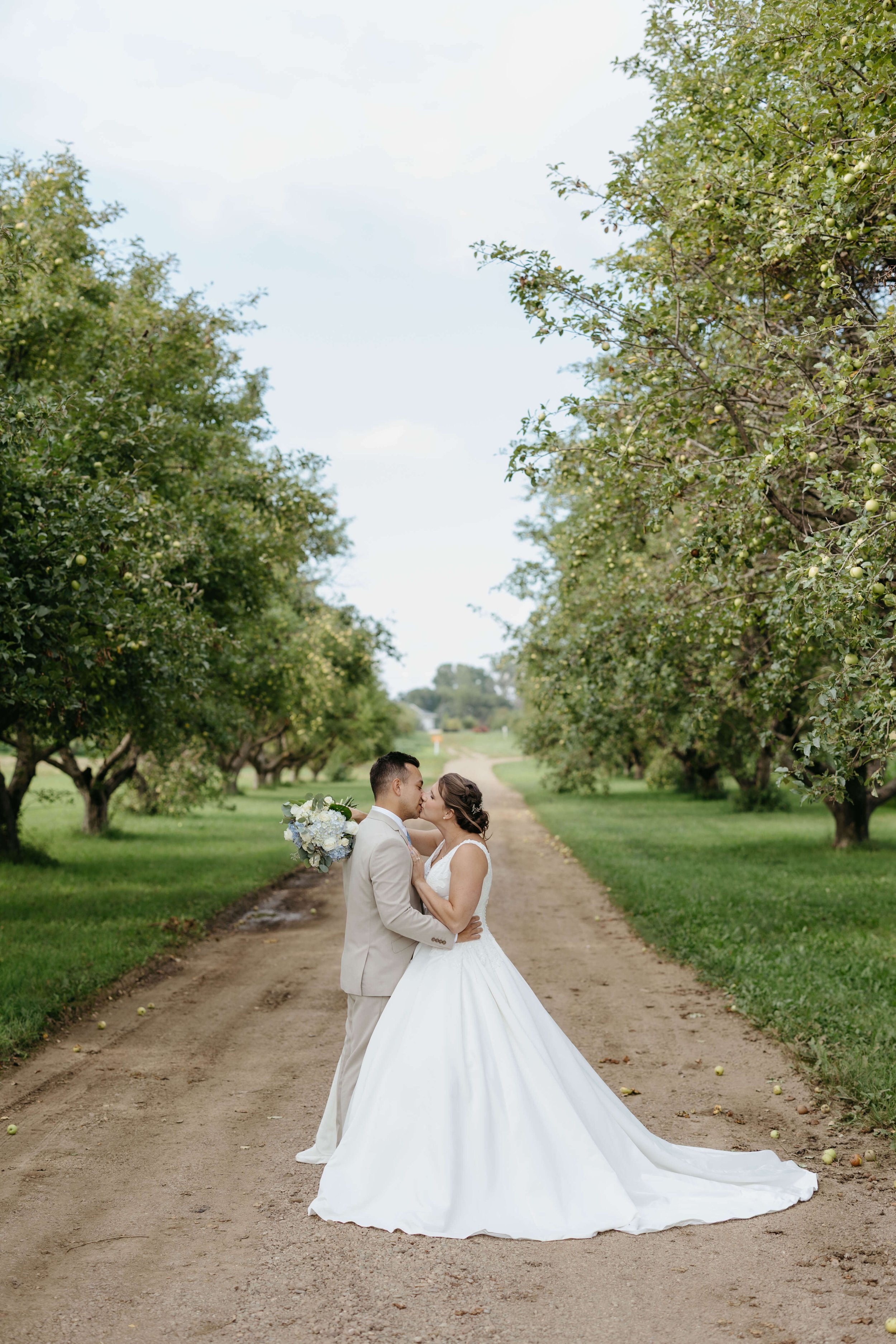 Bride and groom at their micro wedding at the Beaver Creek Chapel in Harrisburg South Dakota.