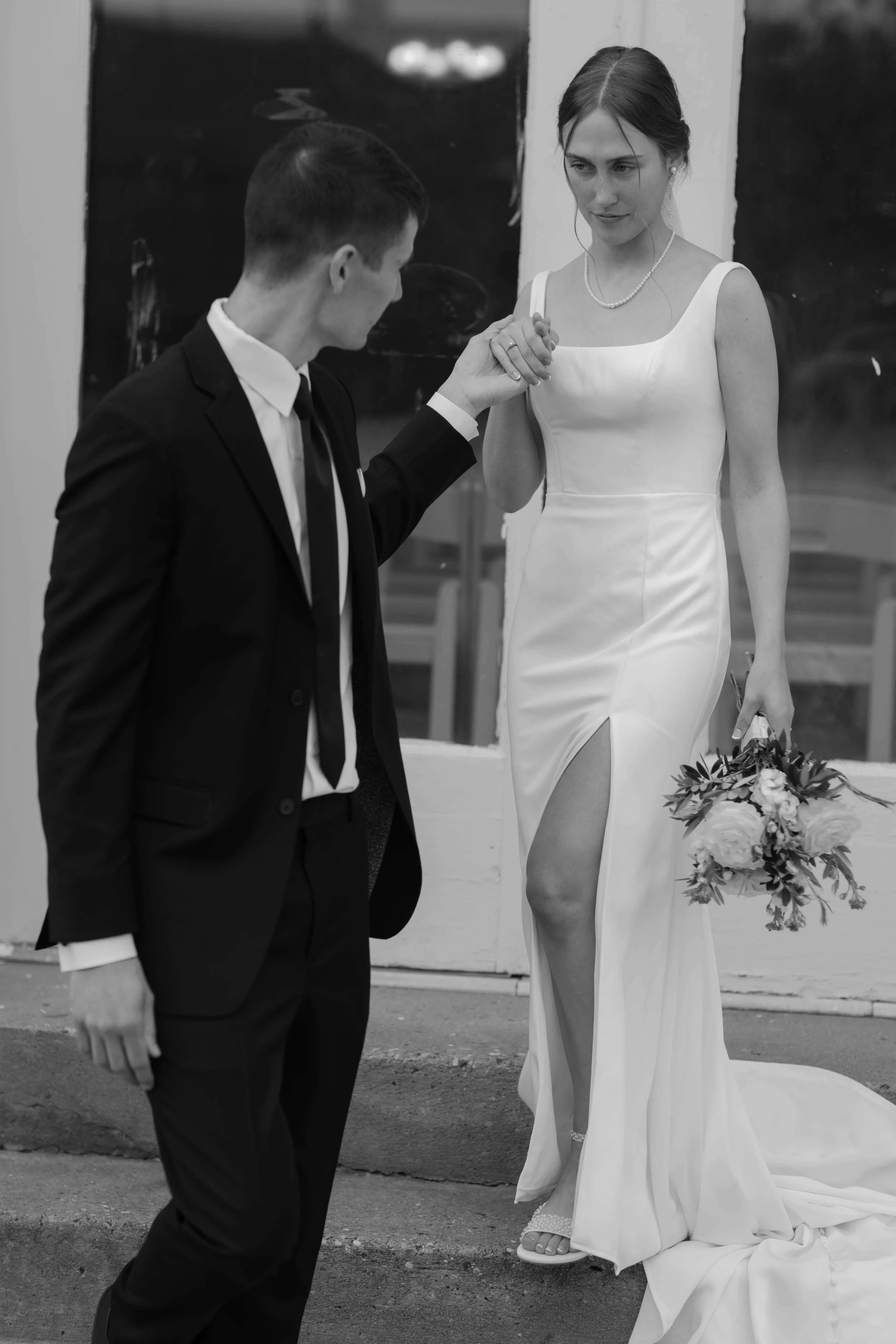 Couple doing portraits on their wedding day in Yankton South Dakota photographed by Jenna Heckel Photograph