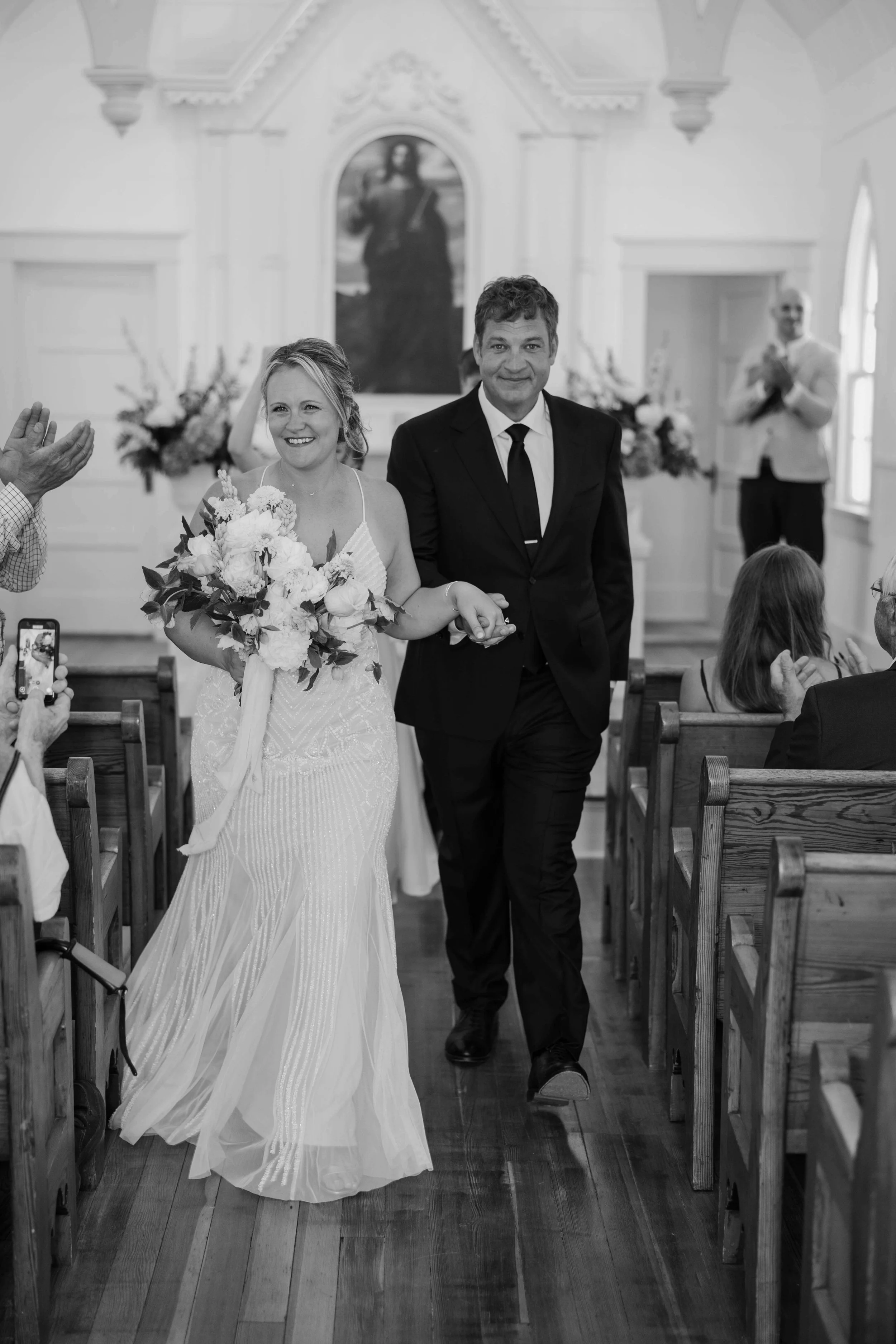 Bride and groom at their micro wedding at the Beaver Creek Chapel in Harrisburg South Dakota.