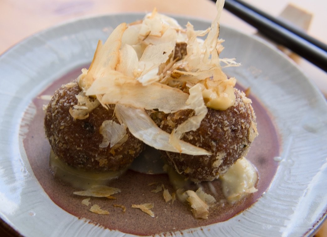meatballs with aioli and katsuobushi