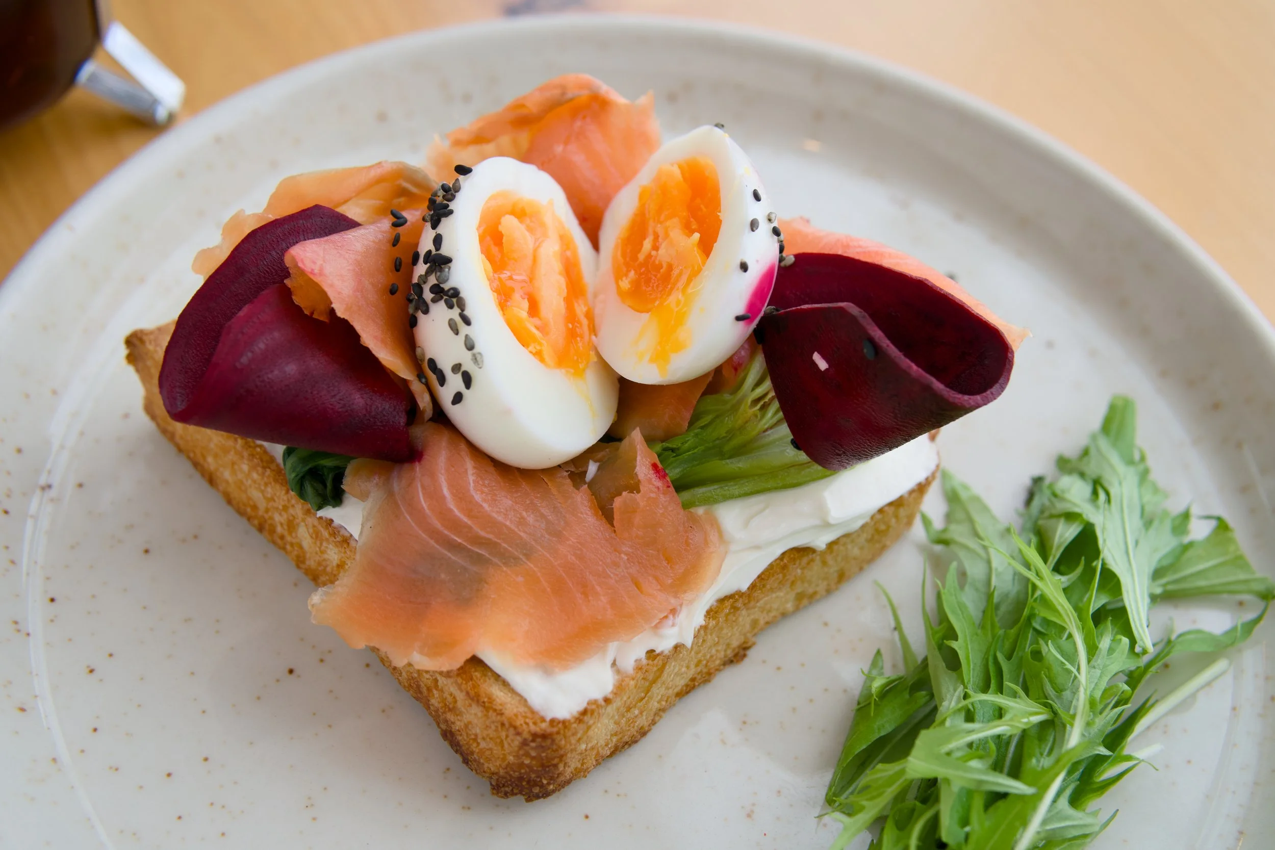 Cured salmon open sandwich
