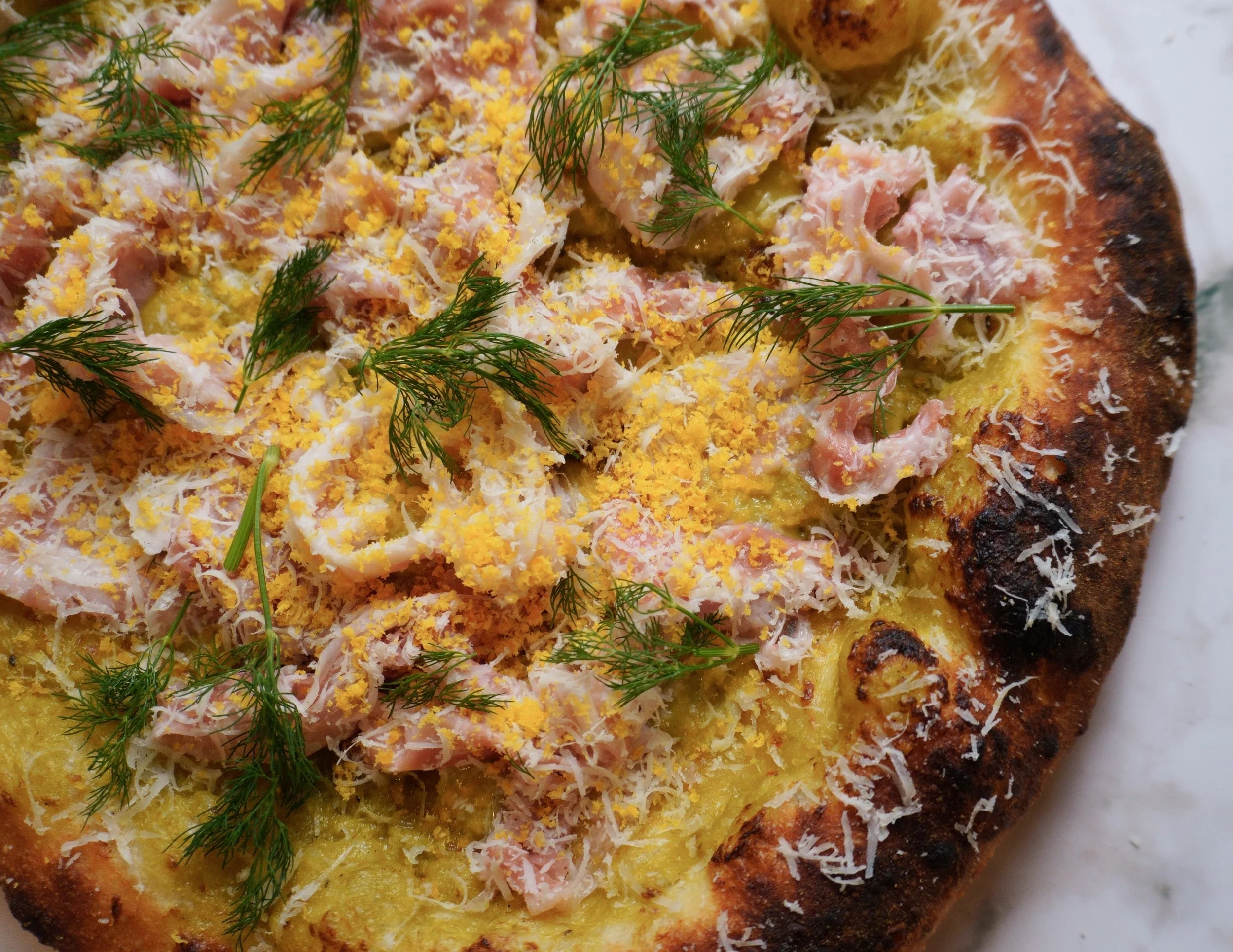 Asparagus & pancetta pizza