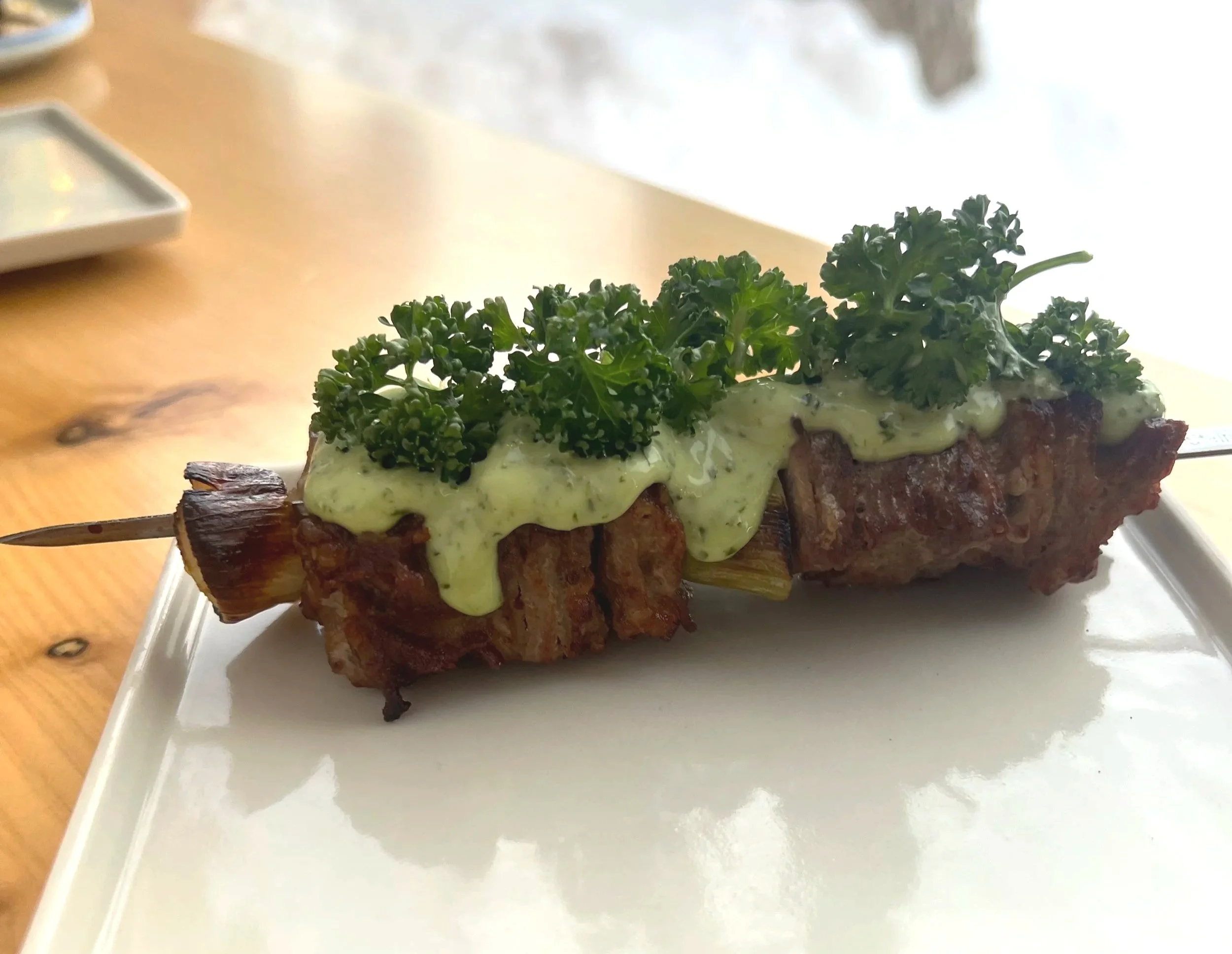 Japanese skewers beef and bacon