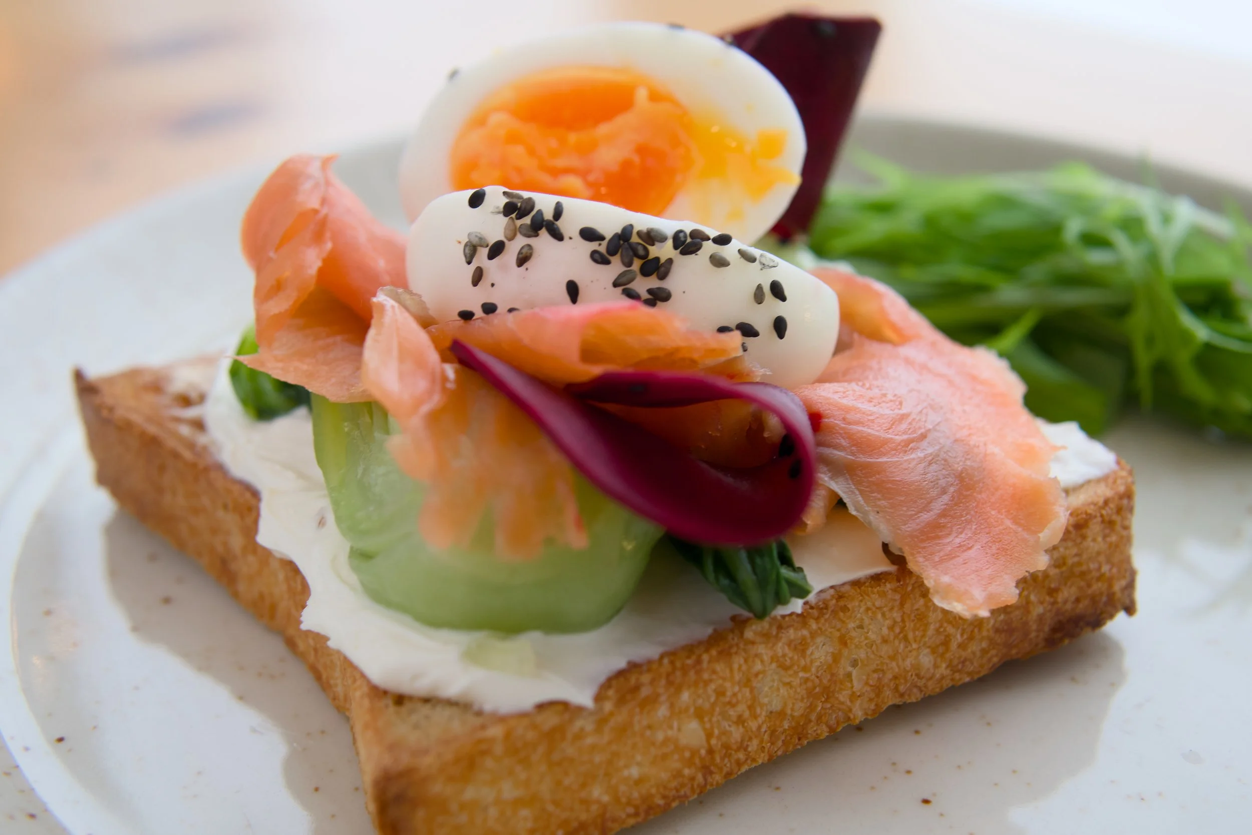 Cured salmon open sandwich