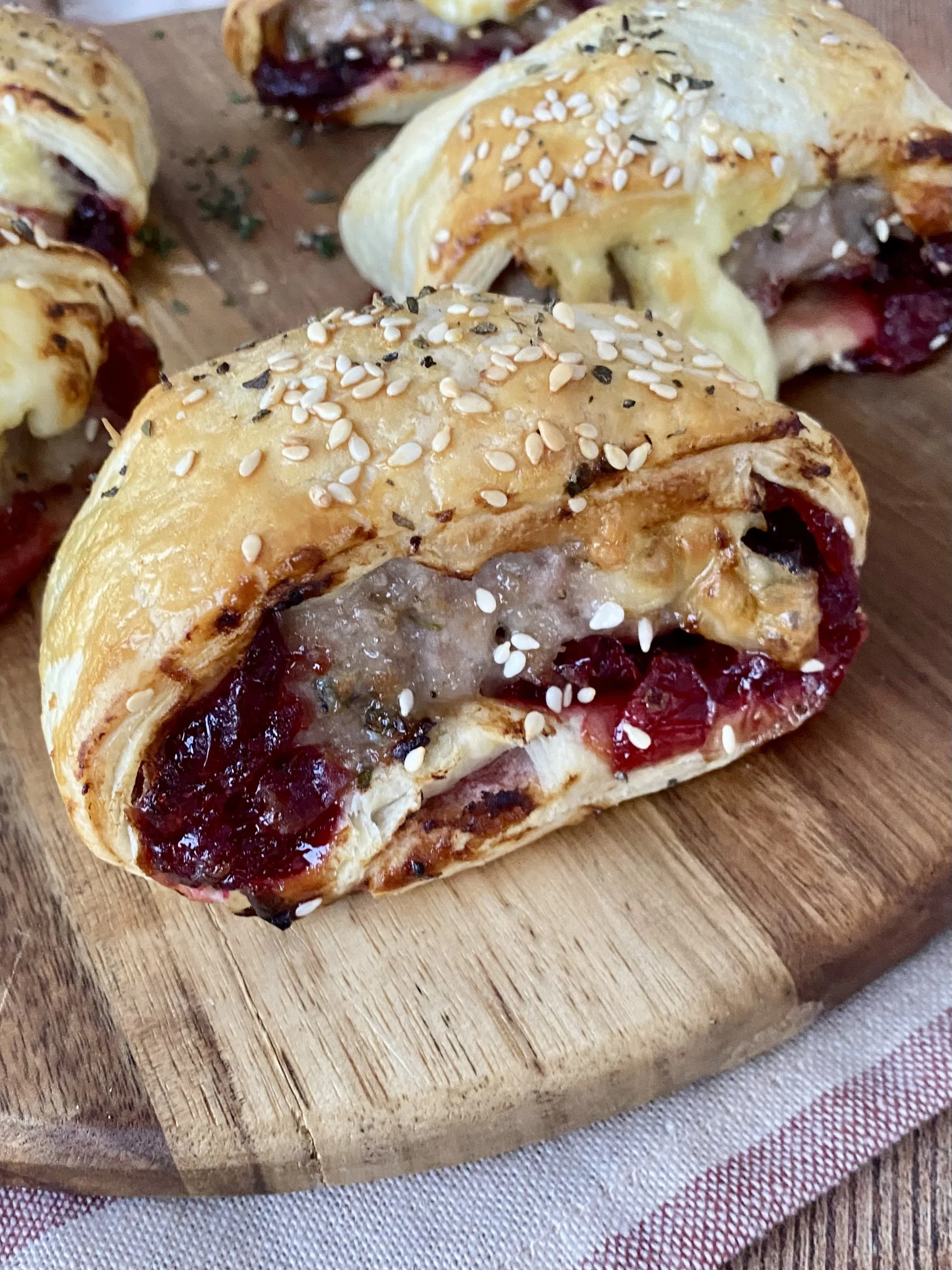 Cranberry Brie Sausage Rolls