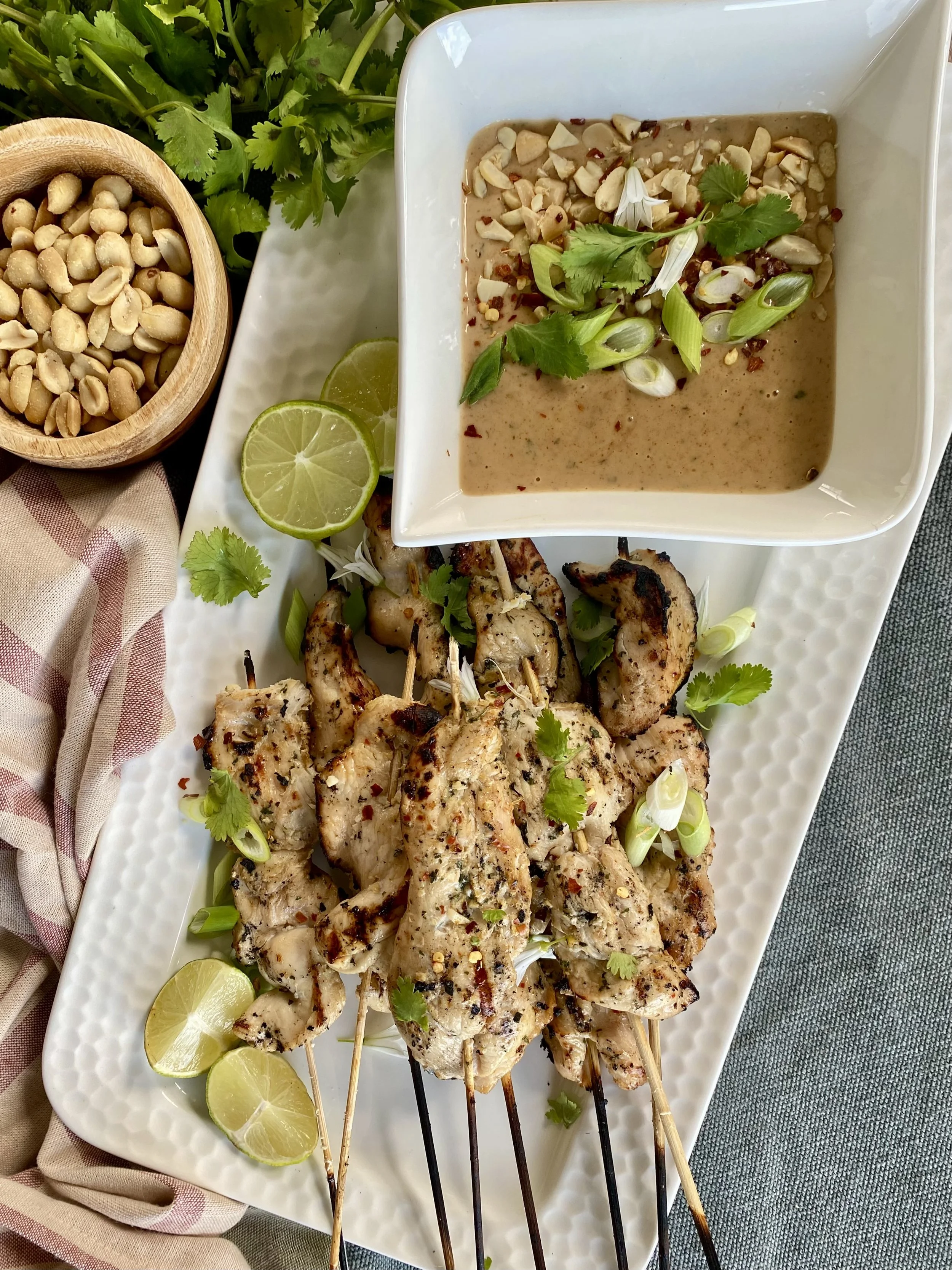 Marinated Chicken Skewers with Satay Sauce
