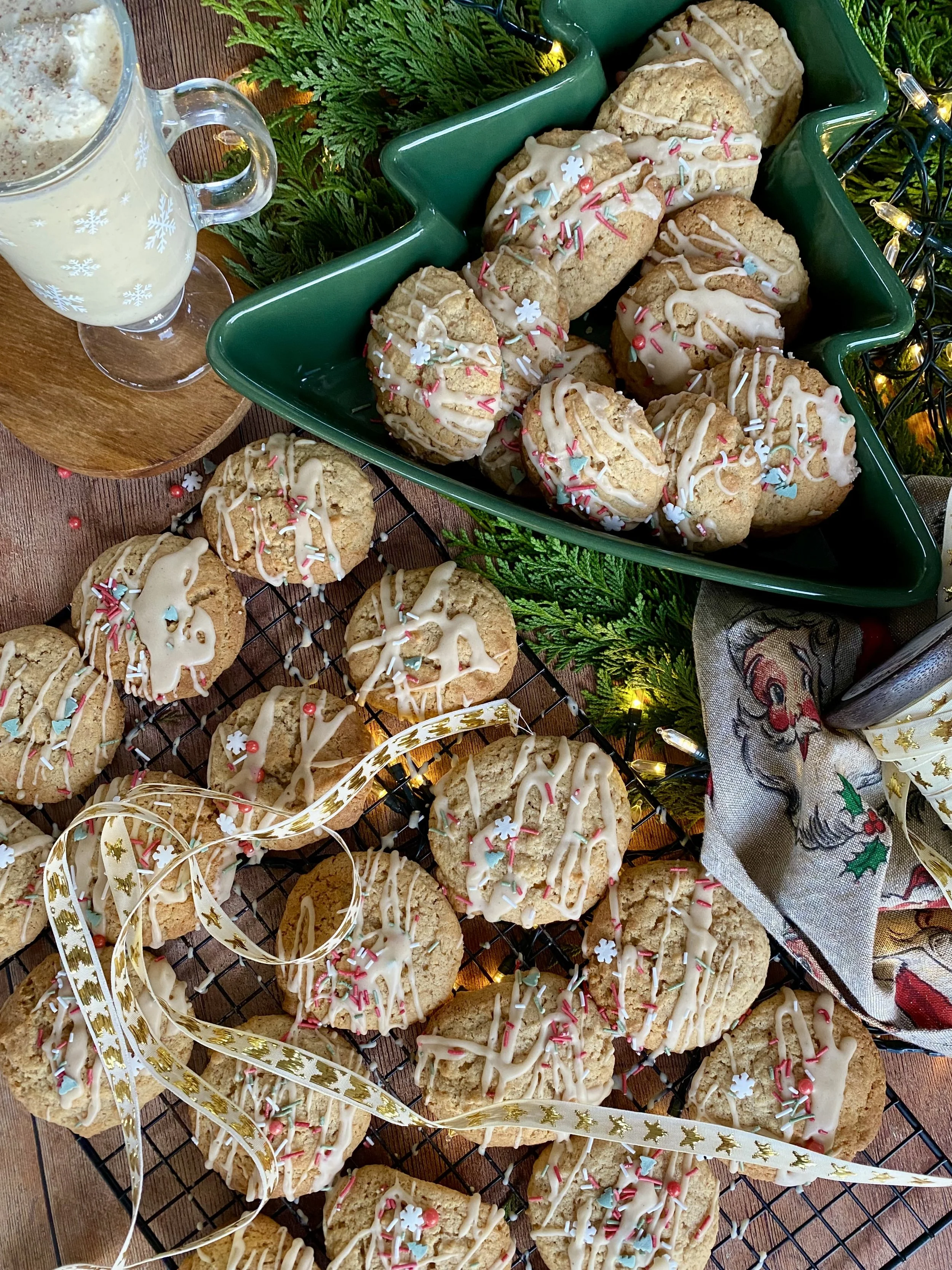 Eggnog Cookies with Spiced Rum Glaze