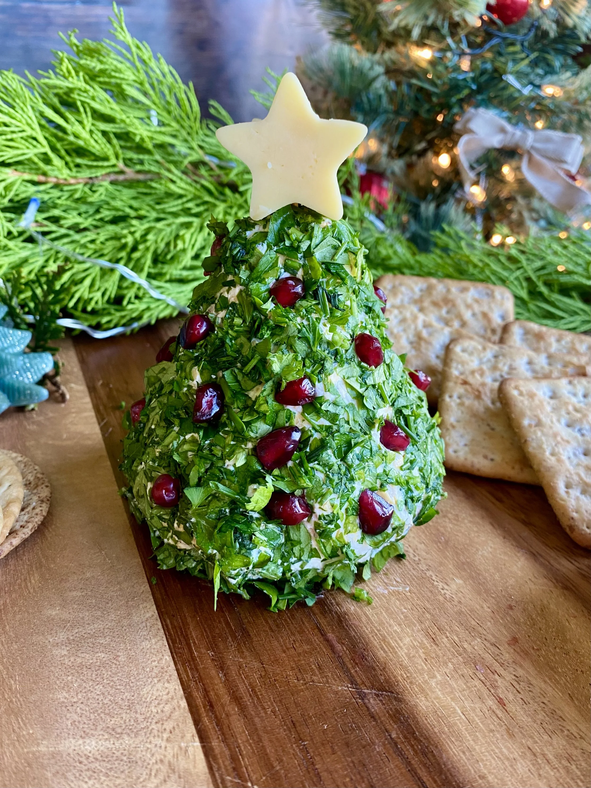 Herb and Pecan Cheese Spread, Christmas Tree Shaped
