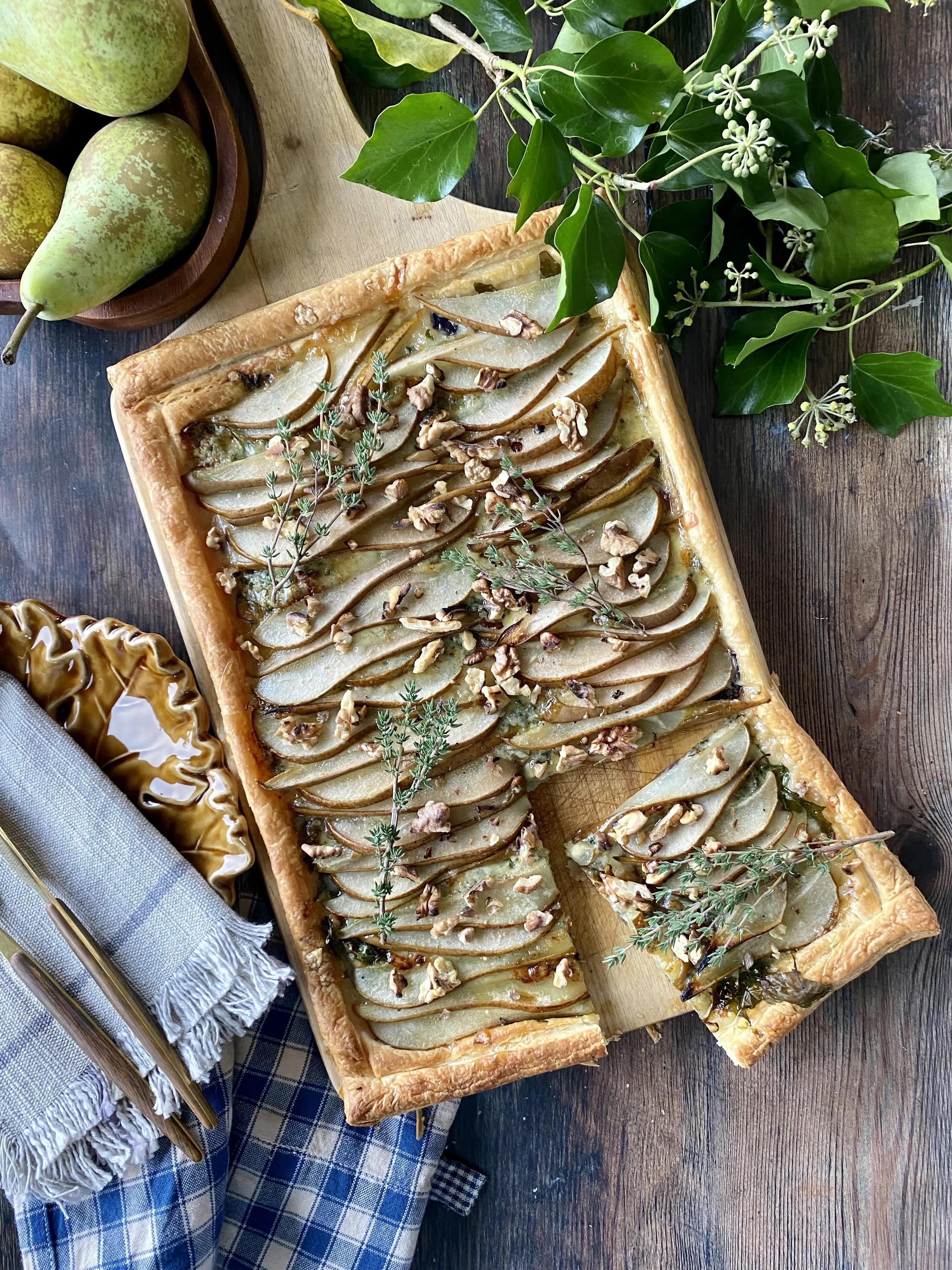 Caramelized Onion, Pear and Blue Cheese Tart