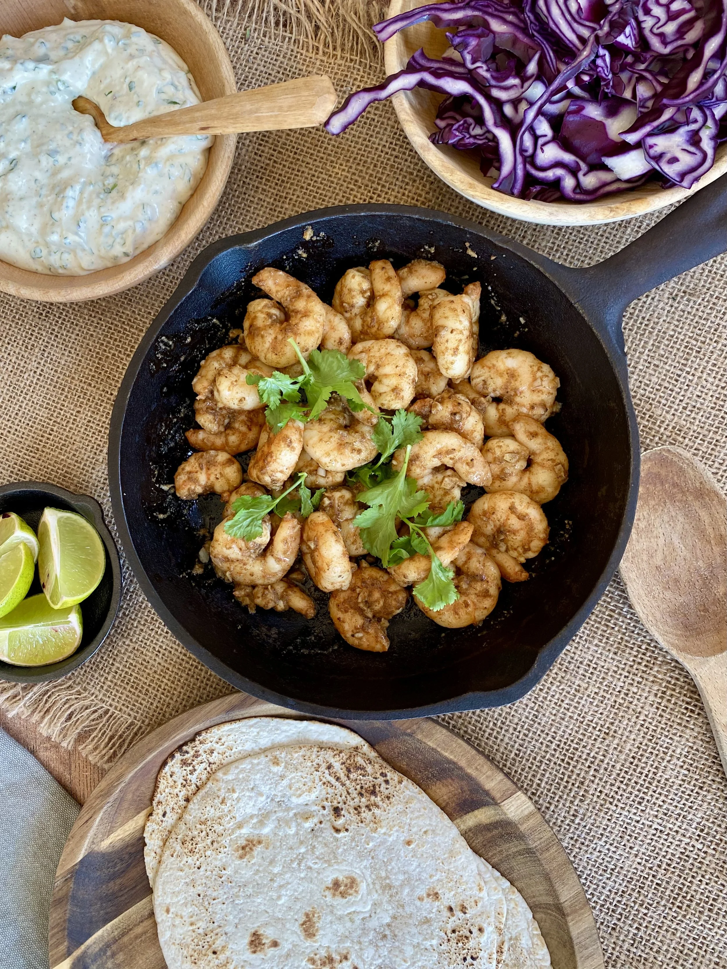 Old Bay Seasoned Shrimp with Cilantro Yogurt Sauce 