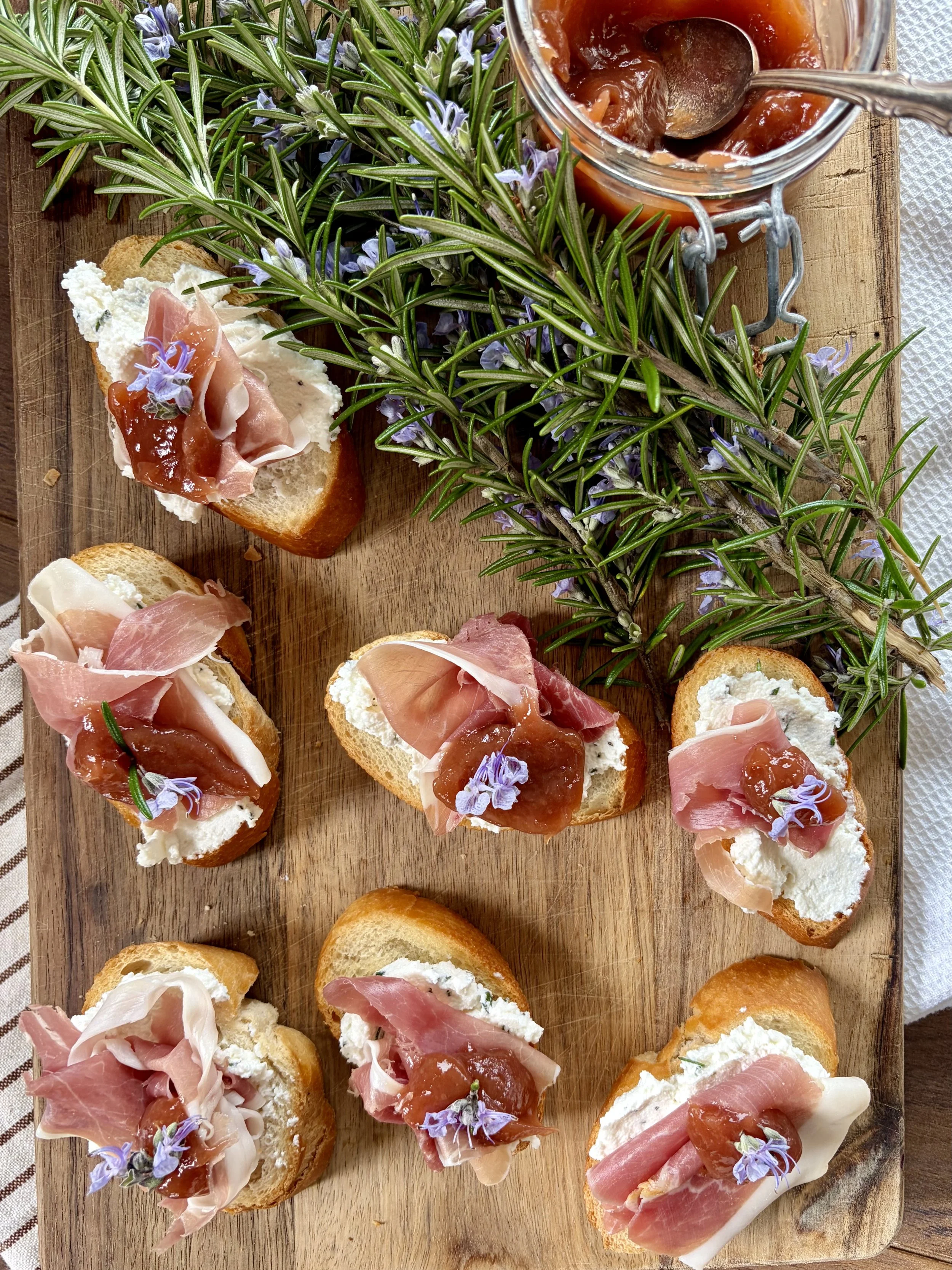 Rhubarb Ricotta Crostini 